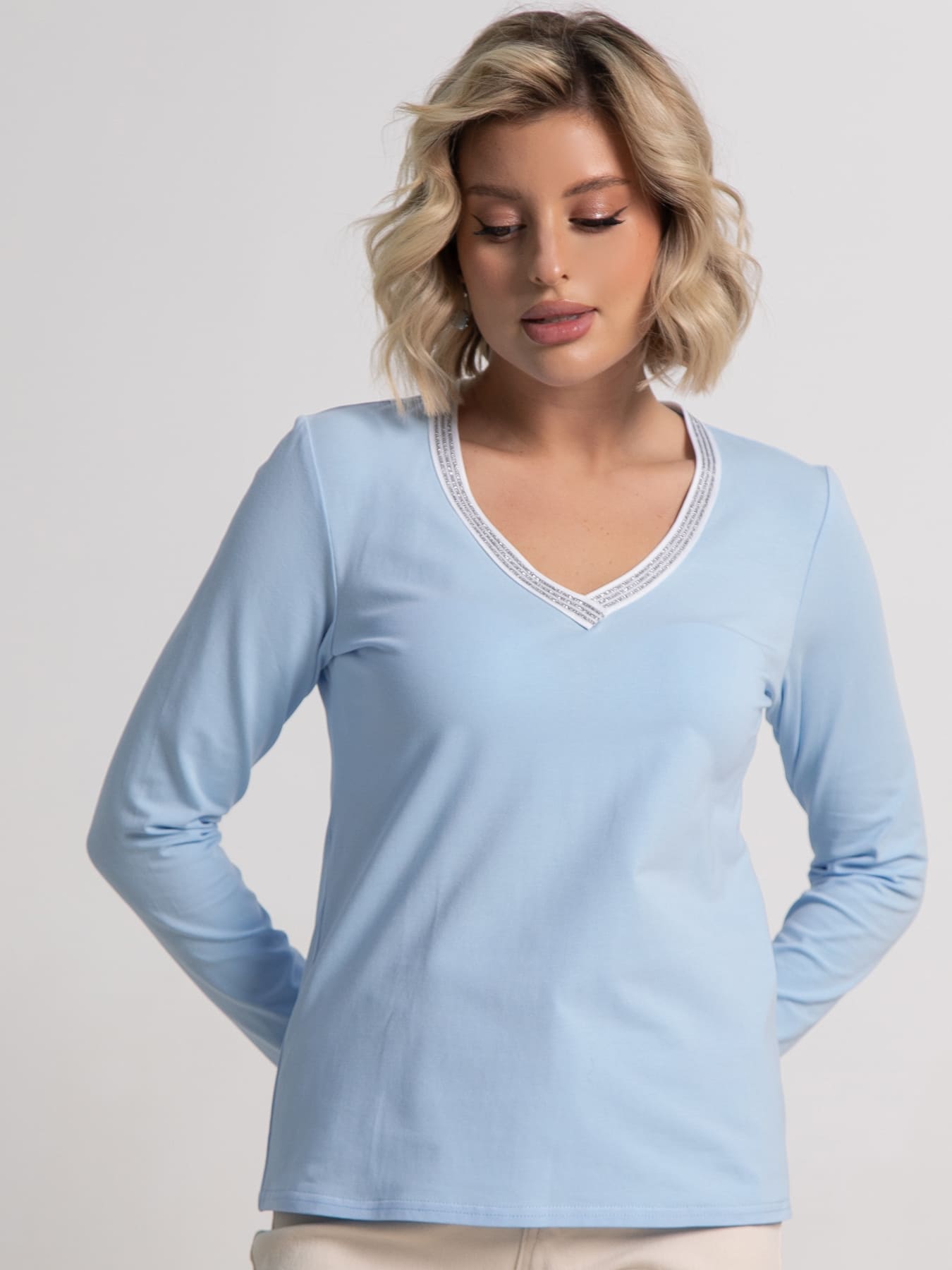 Блуза с кантом Либерти (голубая) Б15264-50М