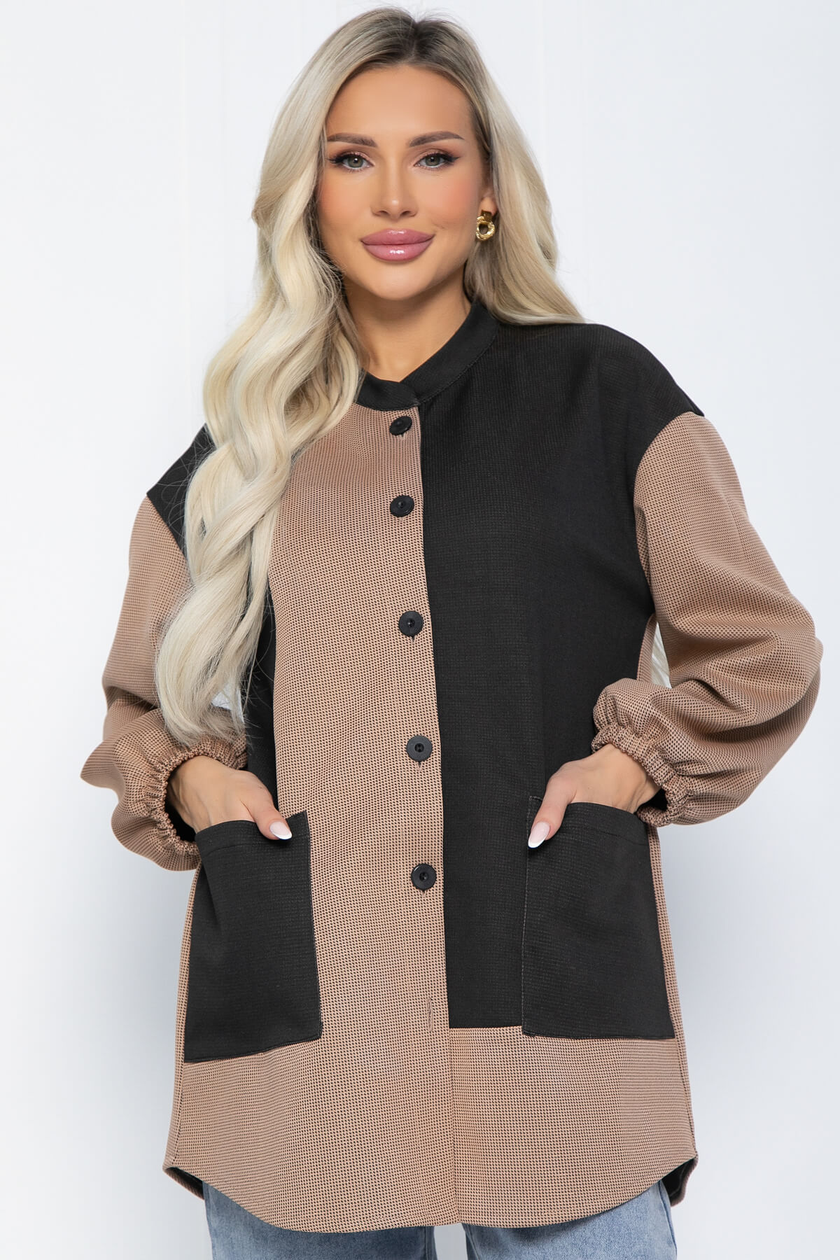 Рубашка Универ (бежево-черная) Б12494-24