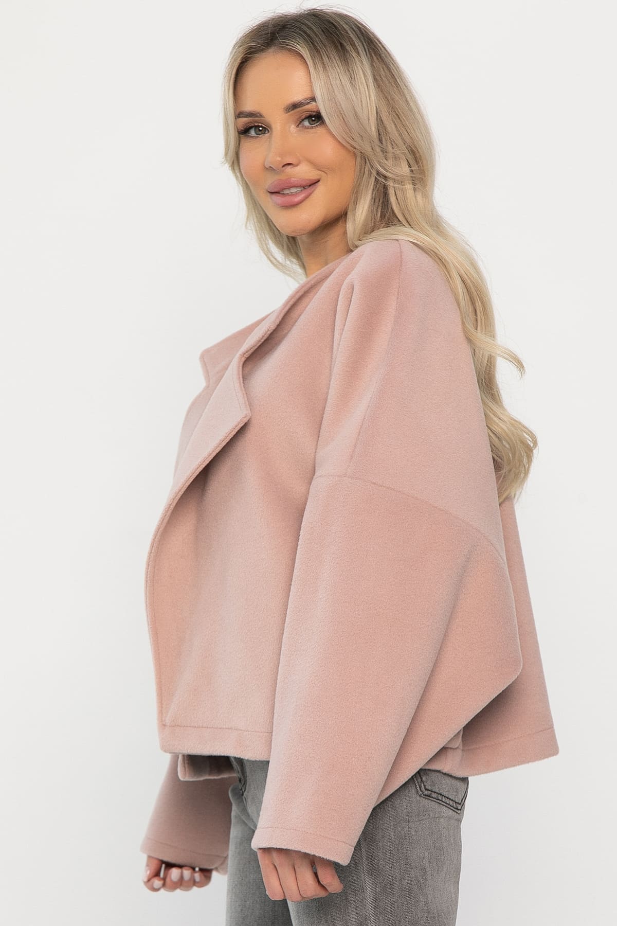 Пальто укороченное Хайт  (пудра) Б14315-7М