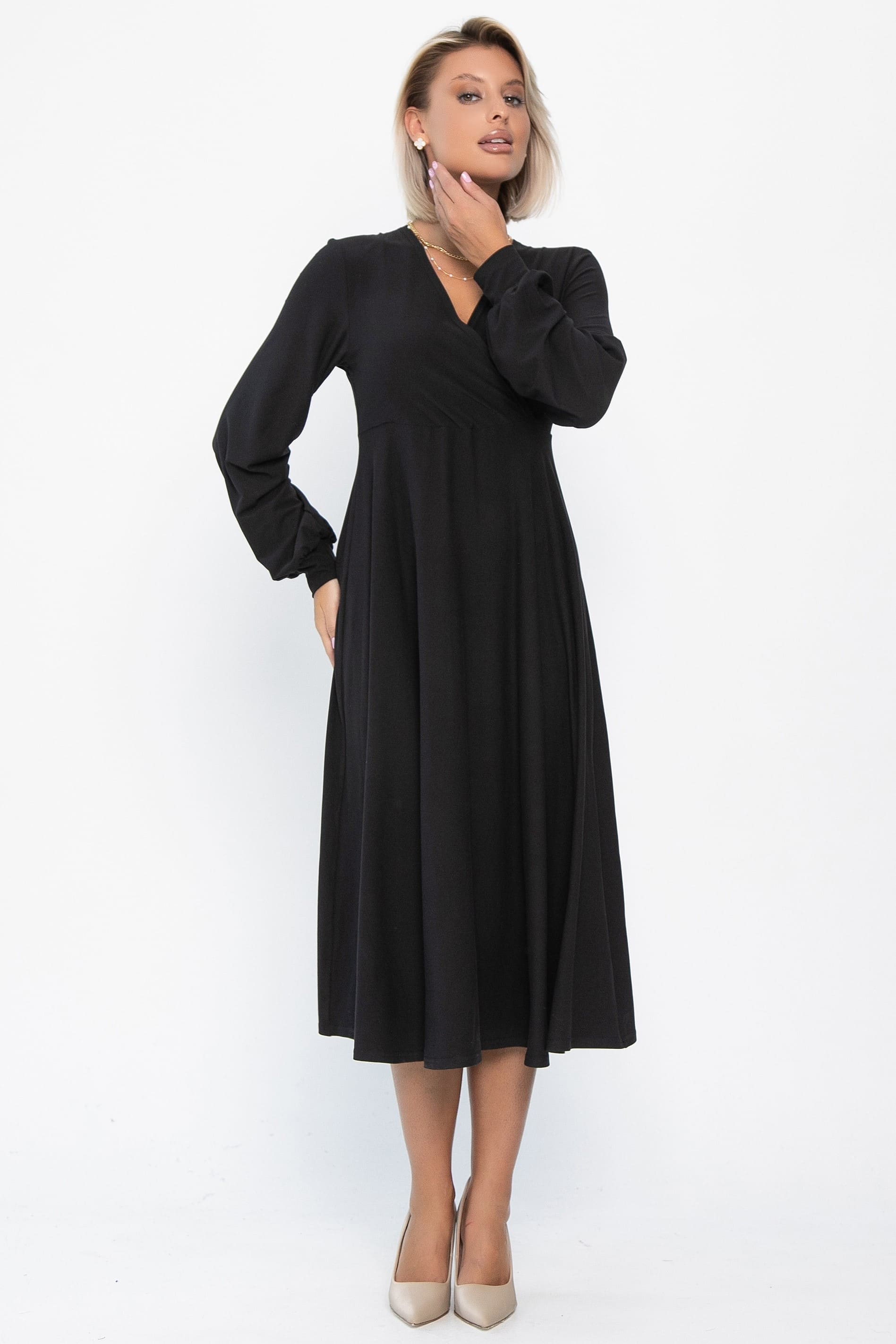 Платье трикотажное Эхо лета (черное) П14366-1М