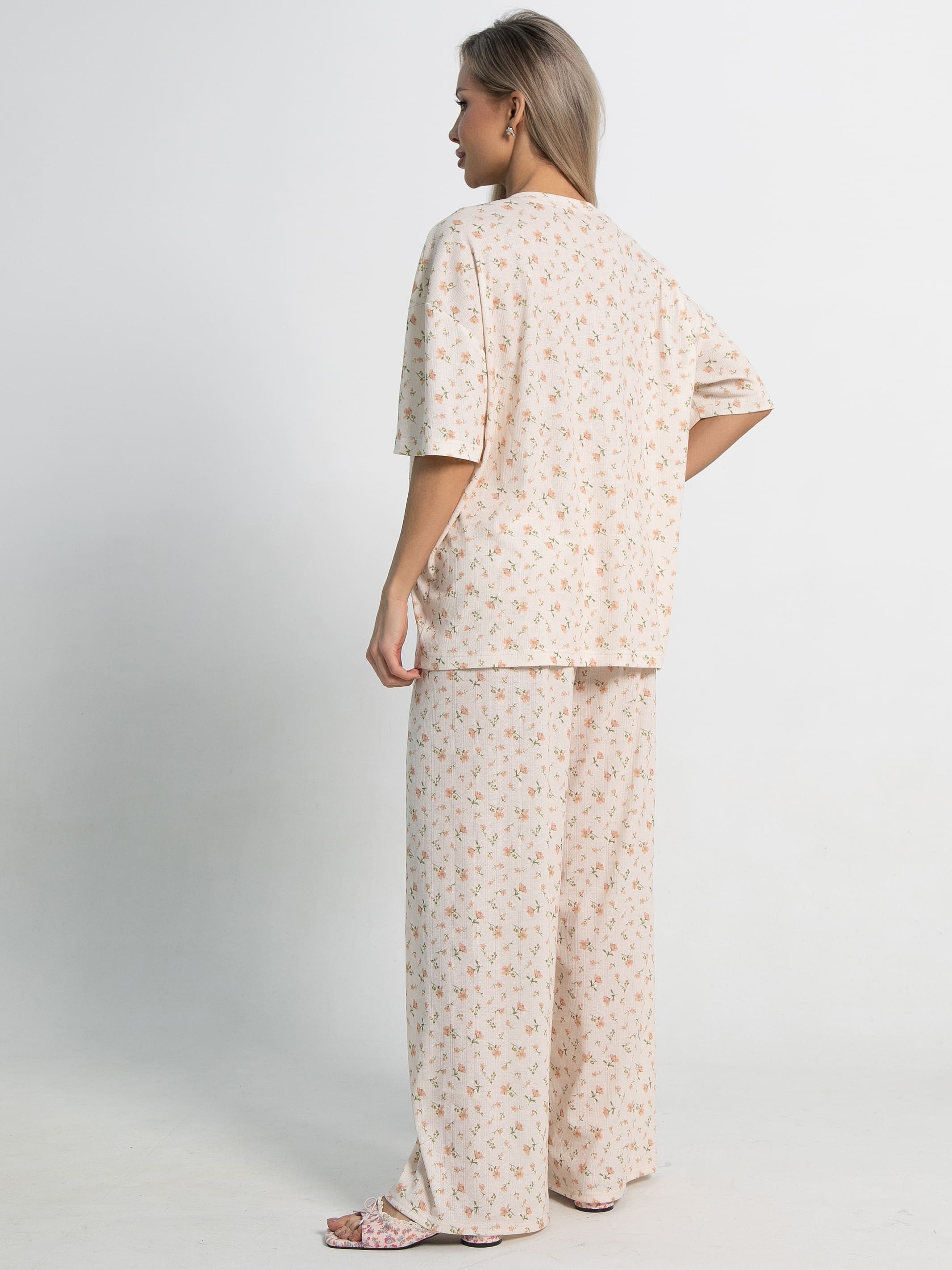 Костюм домашний с брюками Мона (бежево-розовый) К15211-1М