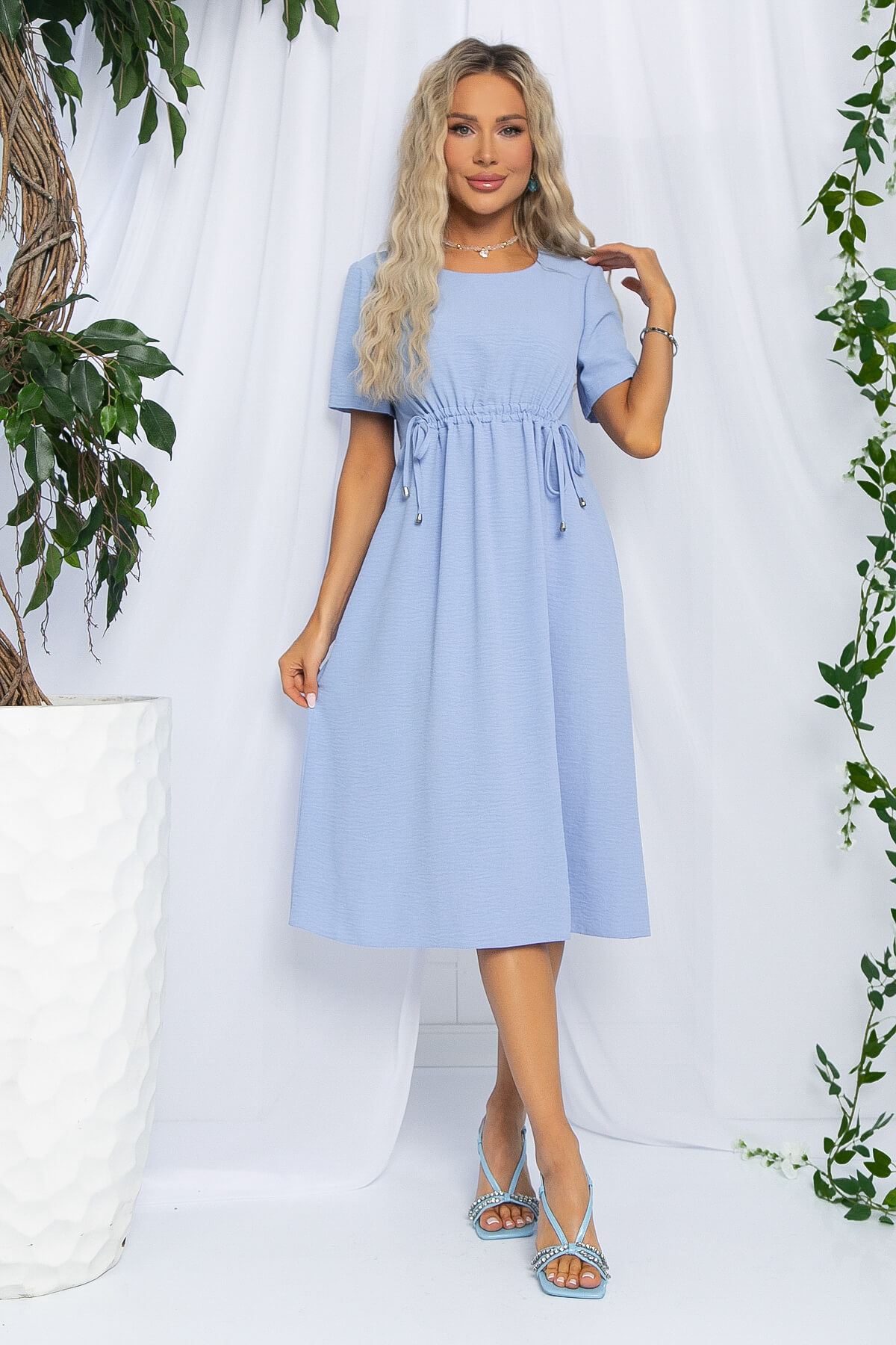 Платье Цветы Лета (голубое) П13057-18М