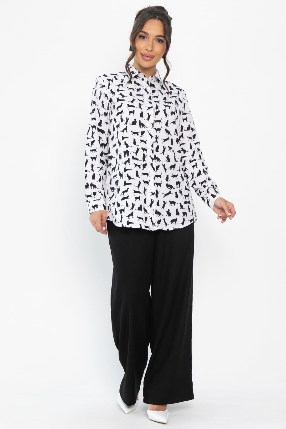 Рубашка Надель (белая/кошки) Б13844-16М