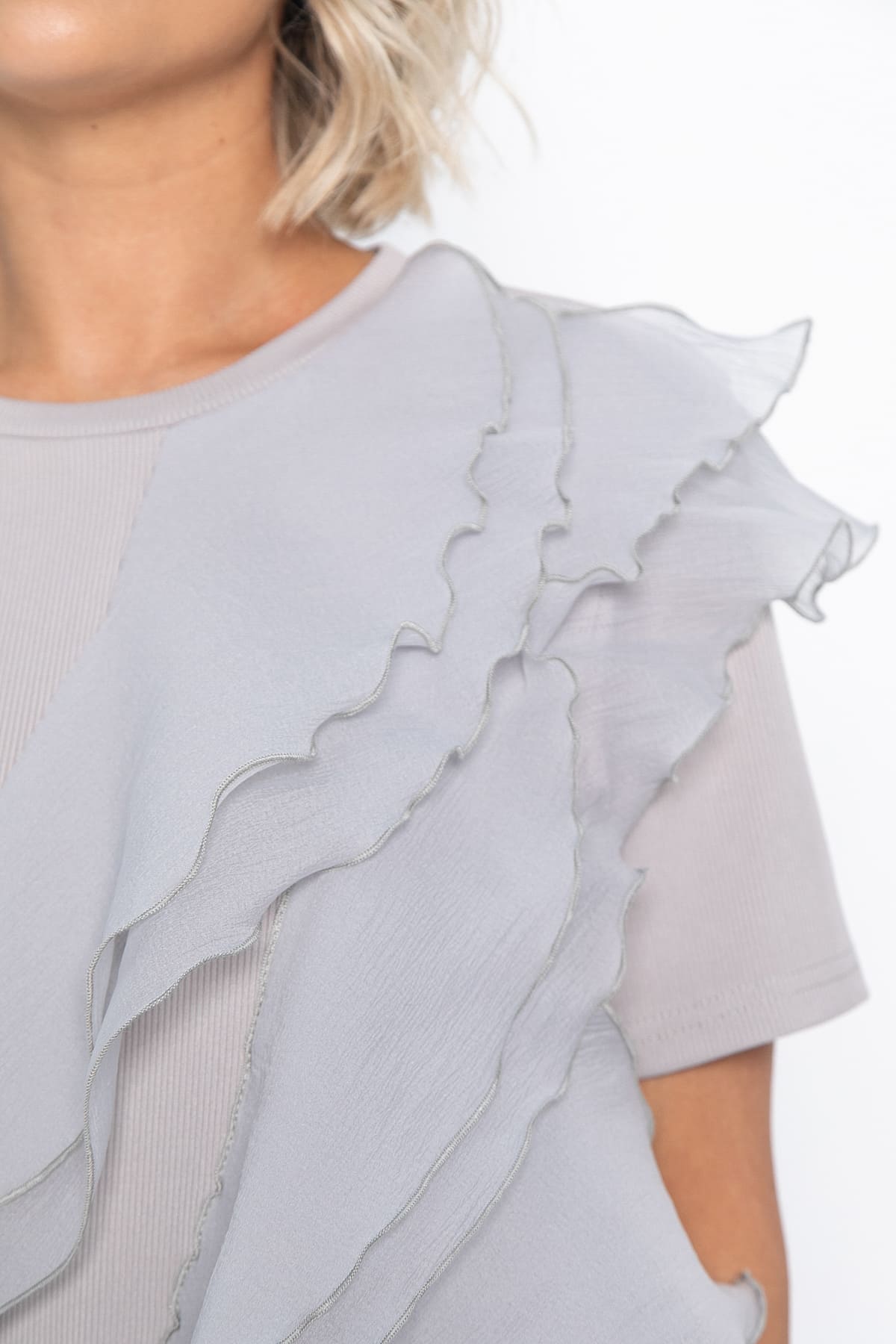 Блуза праздничная Риана ХИТ (серо-бежевая) Б15079-5М