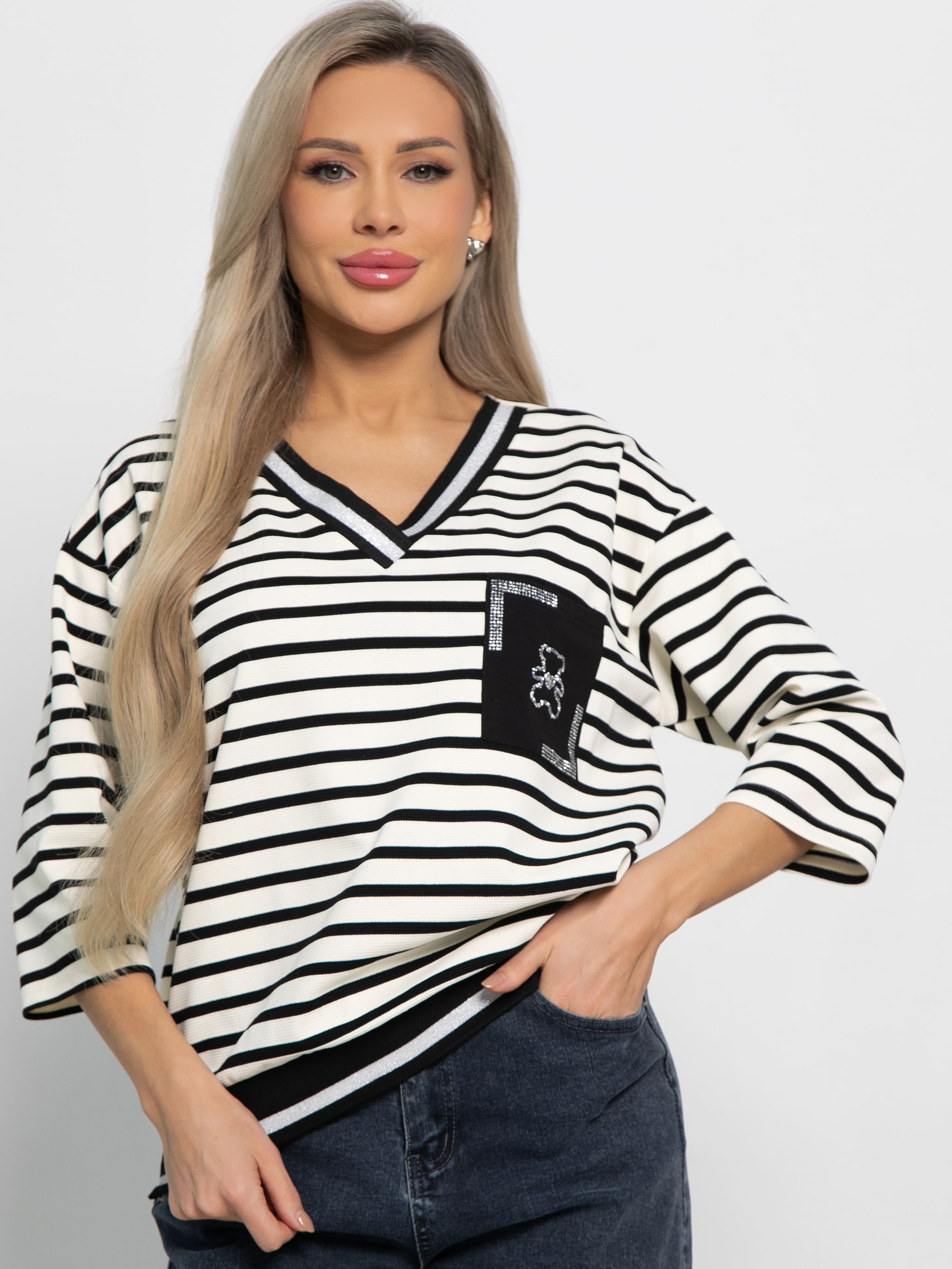 Блуза Элайза (бежево-черная) Б15131-18М