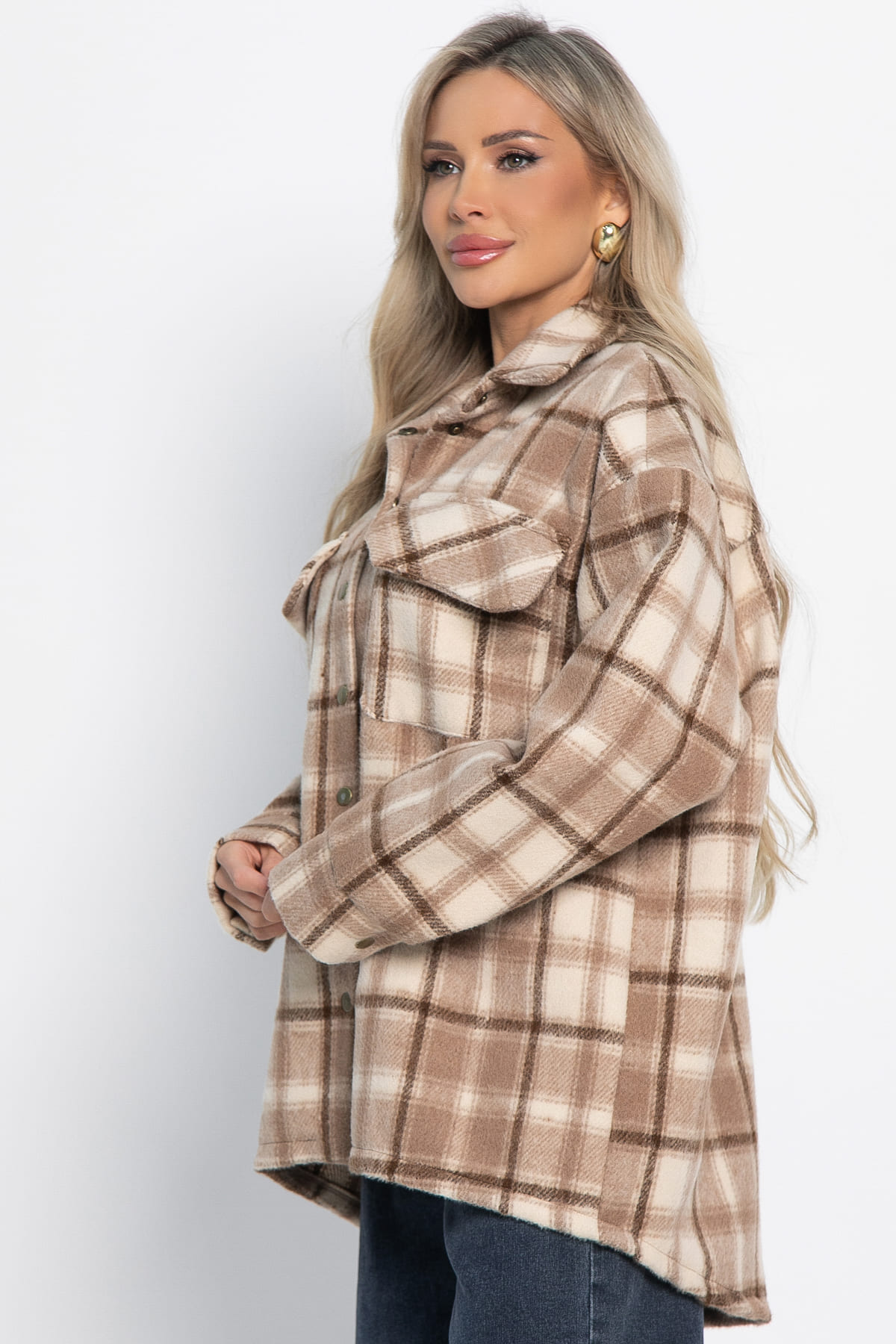 Пальто-рубашка Хармони (бежевая) Б15039-5М