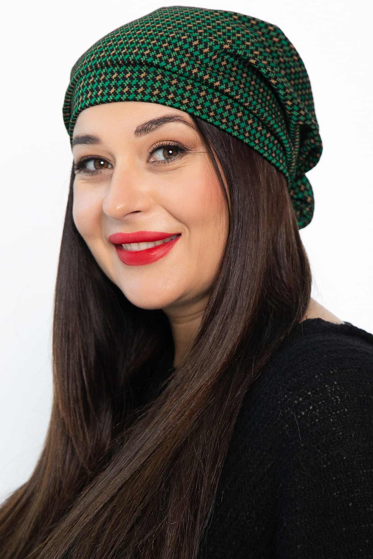 Чалма с бантом (зелено-бежевая) ЧБ4-23М