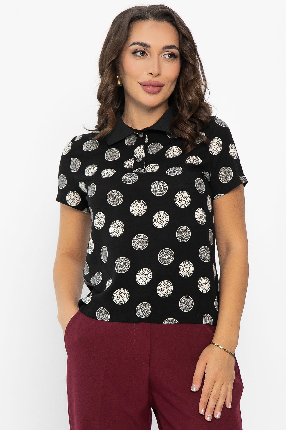 Поло Тренди (черное/круги) Б14092-10М