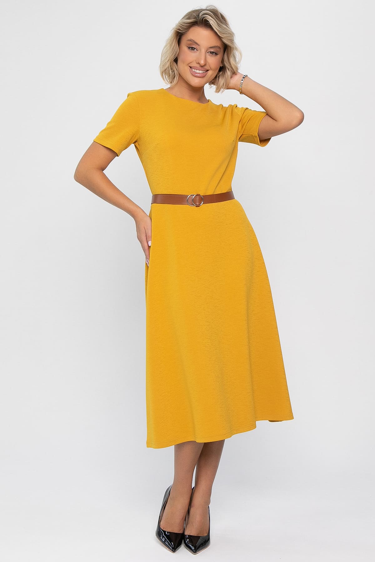 Платье трикотажное Парижанка (желтое) П14334-10М