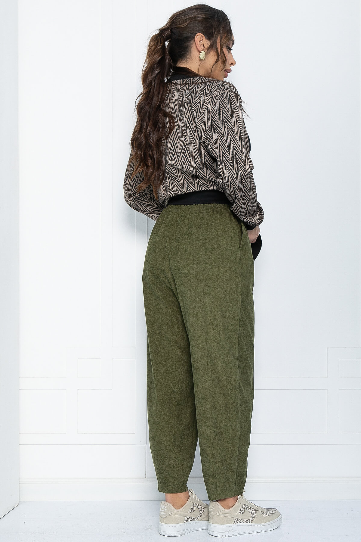 Брюки бохо широкие (хаки) Б10844