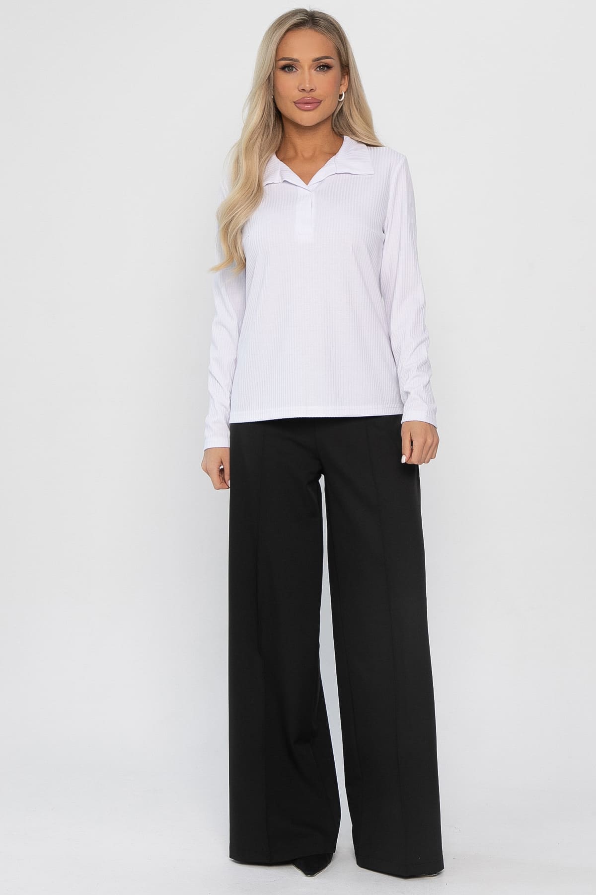 Лонгслив с воротничком Ритм жизни (белый) Б14407-6М