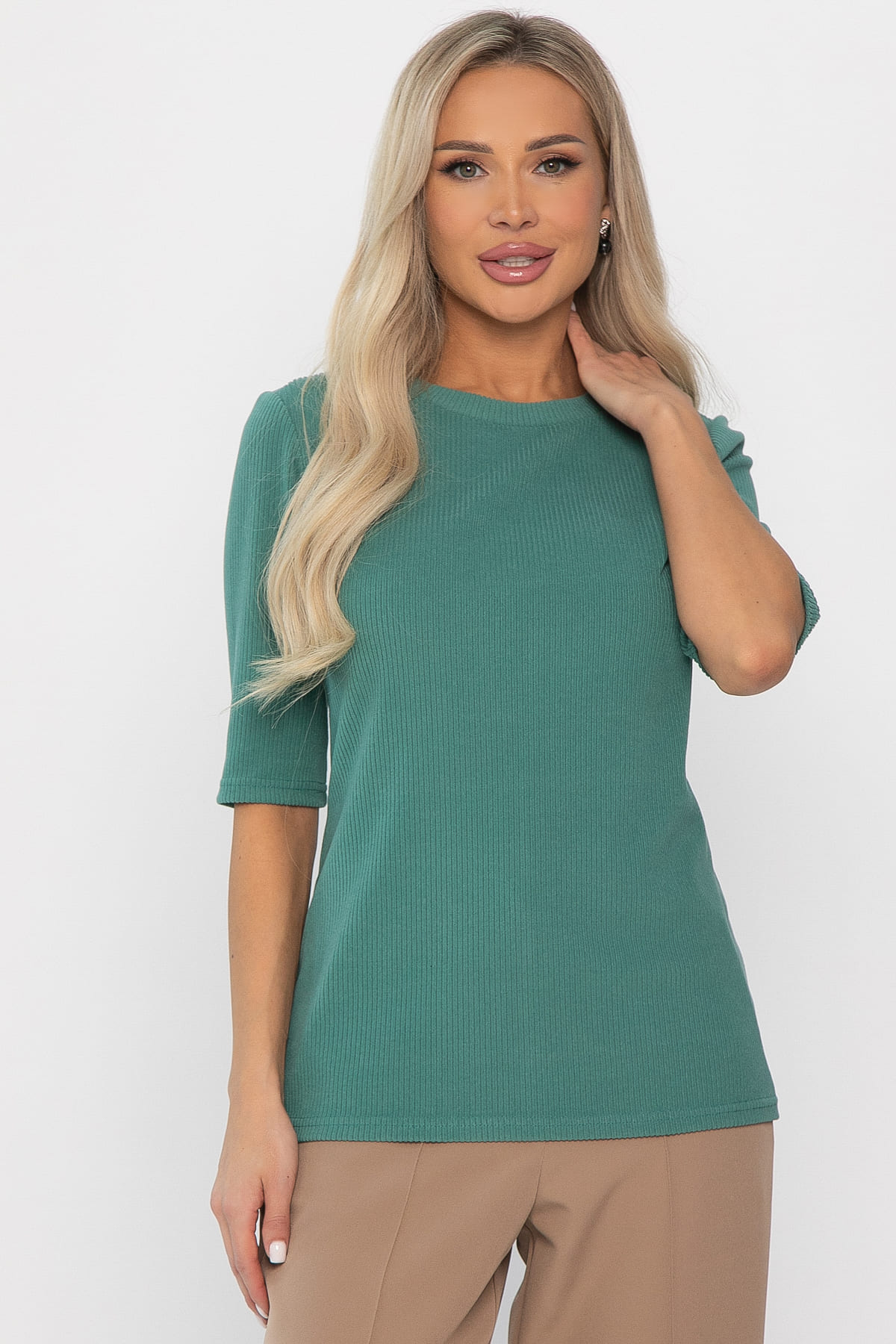 Блуза трикотажная Лиза (зеленая) Б14367-48М