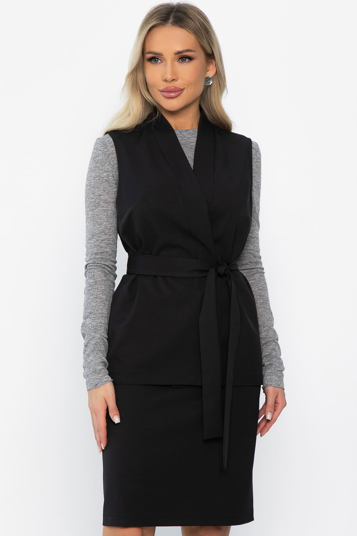 Костюм с юбкой Окси (черный) К14364-8М