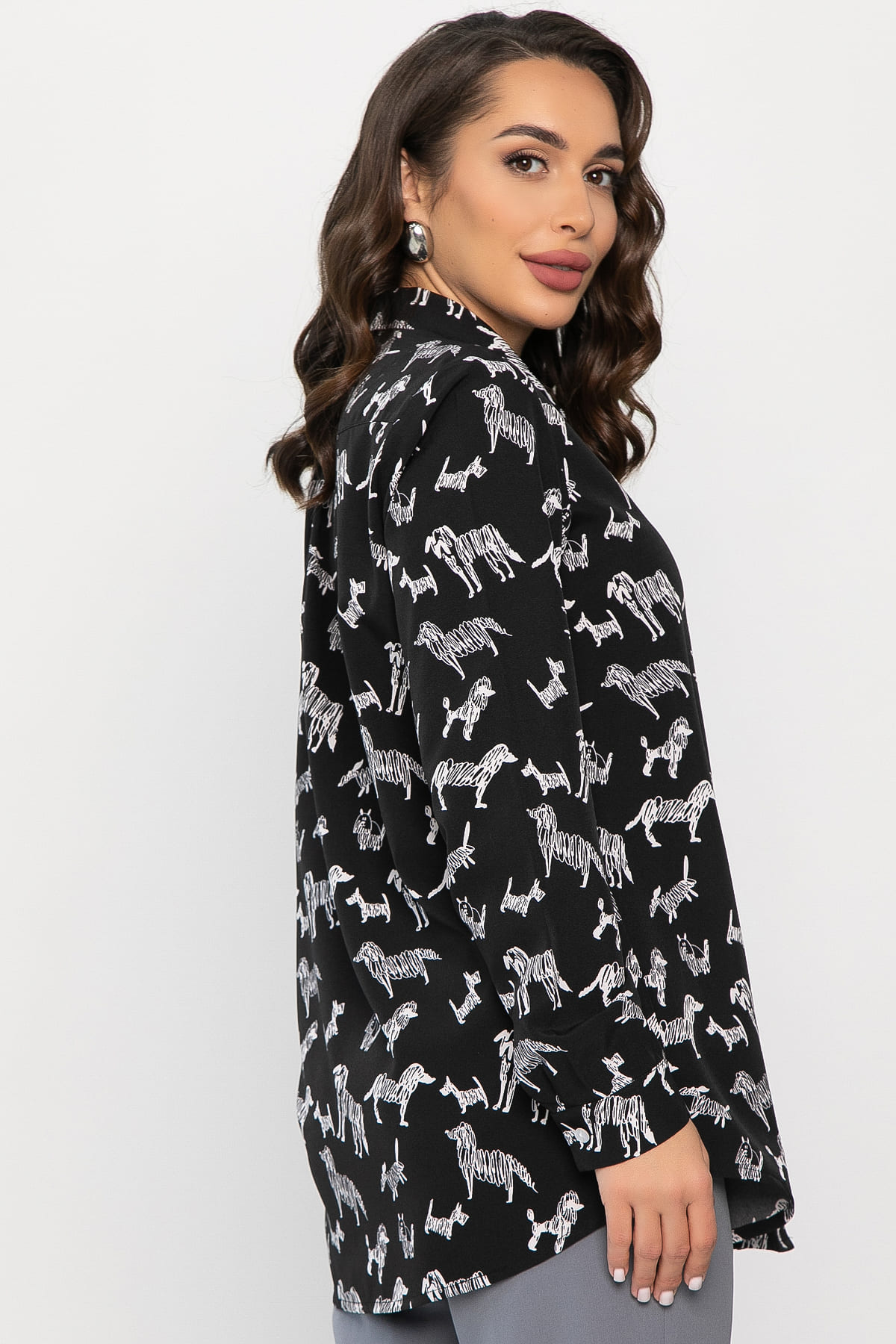 Рубашка с принтом Надель (черная) Б14360-16М