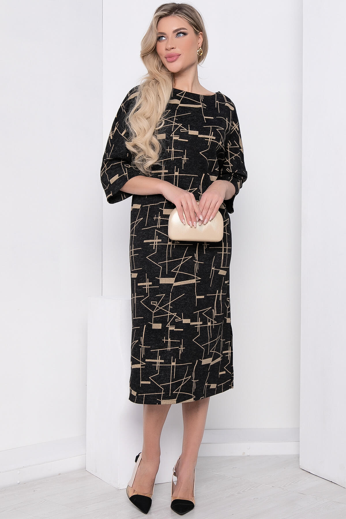 Платье "Франсуаза" (черный меланж) П8794