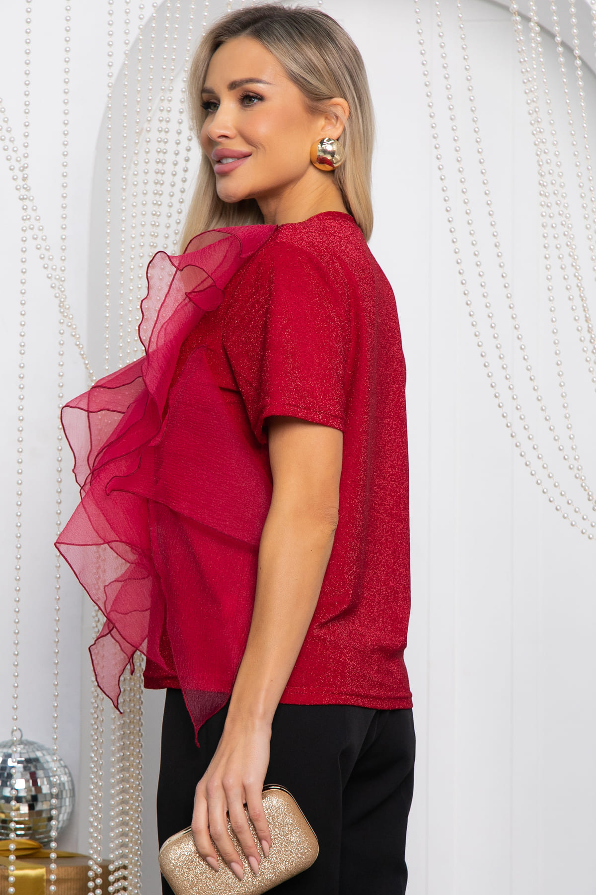 Блуза праздничная трикотажная Риана (красная) Б14618-5М