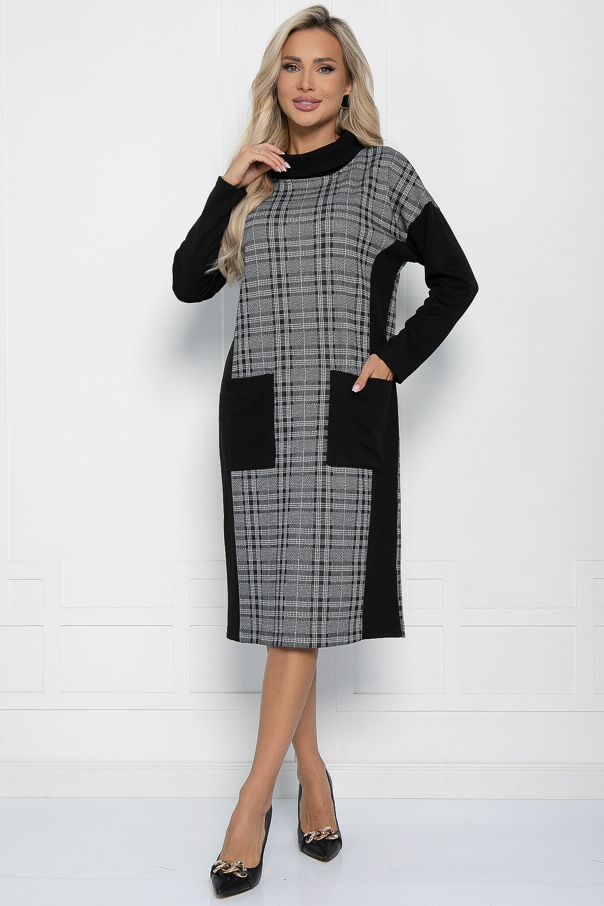 Платье Брэтта (серо-черное) П11357