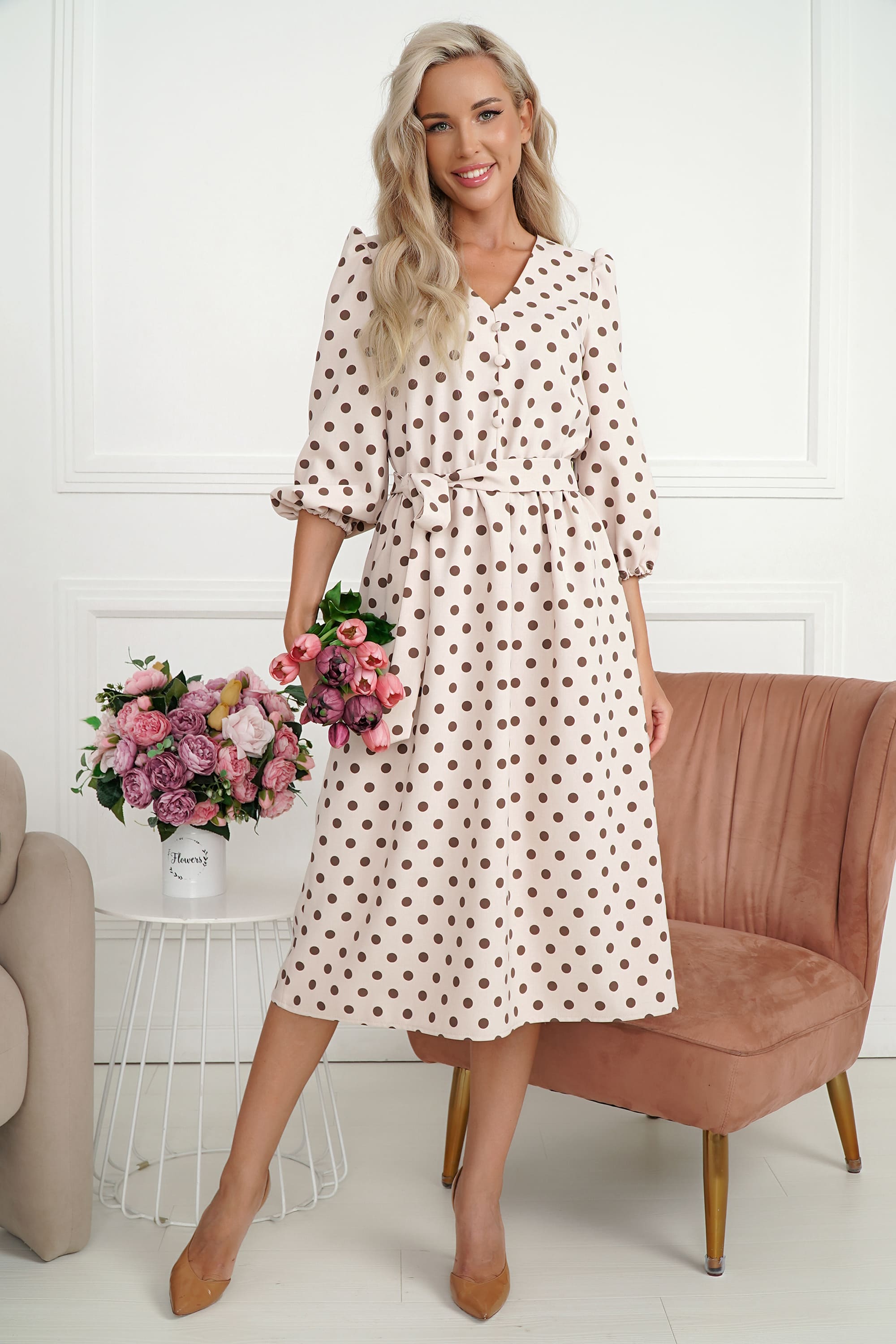 Платье Розетта (бежевое) П14113-45М