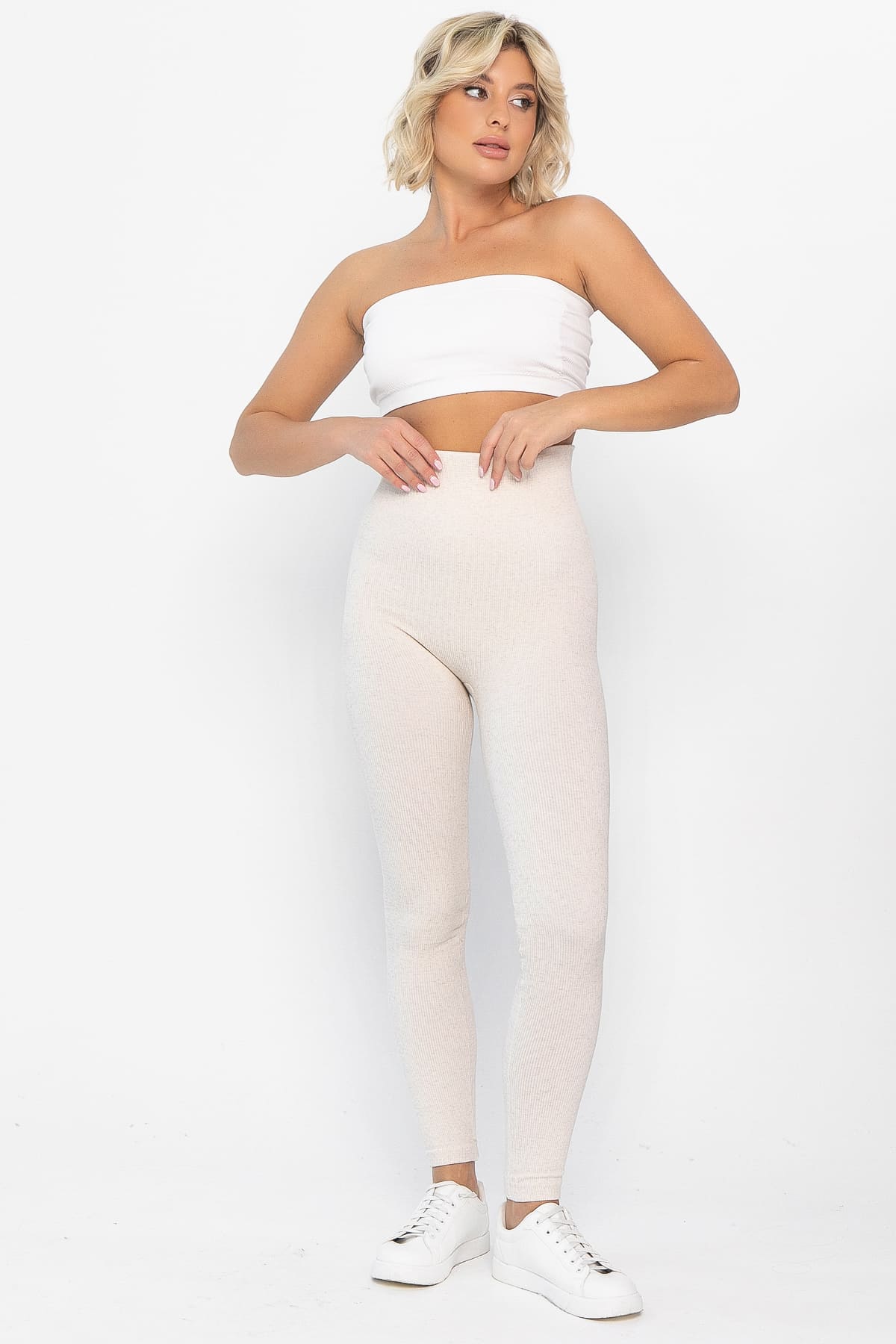 Лосины в рубчик утепленные (экрю) Б14805-7М