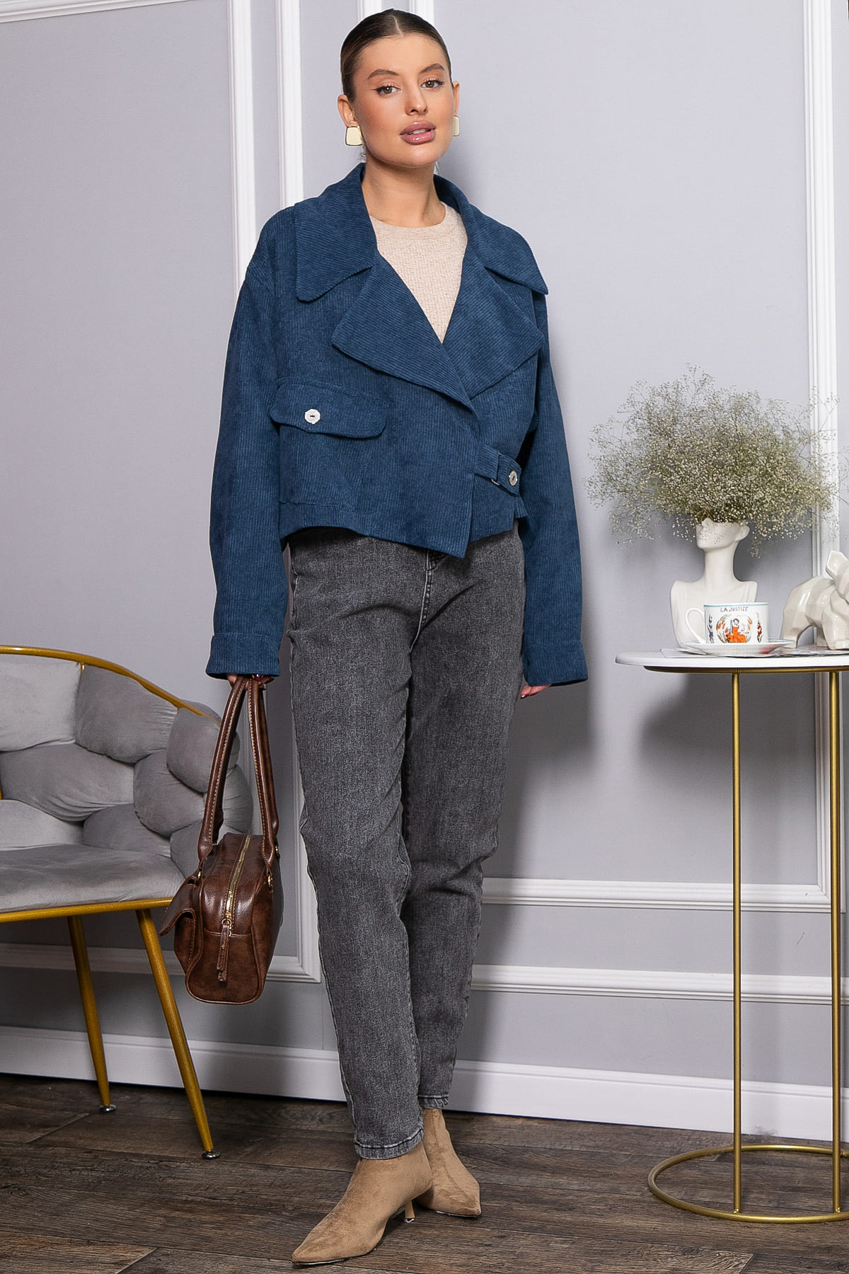 Жакет укороченный Динара (синий) Б14325-39М