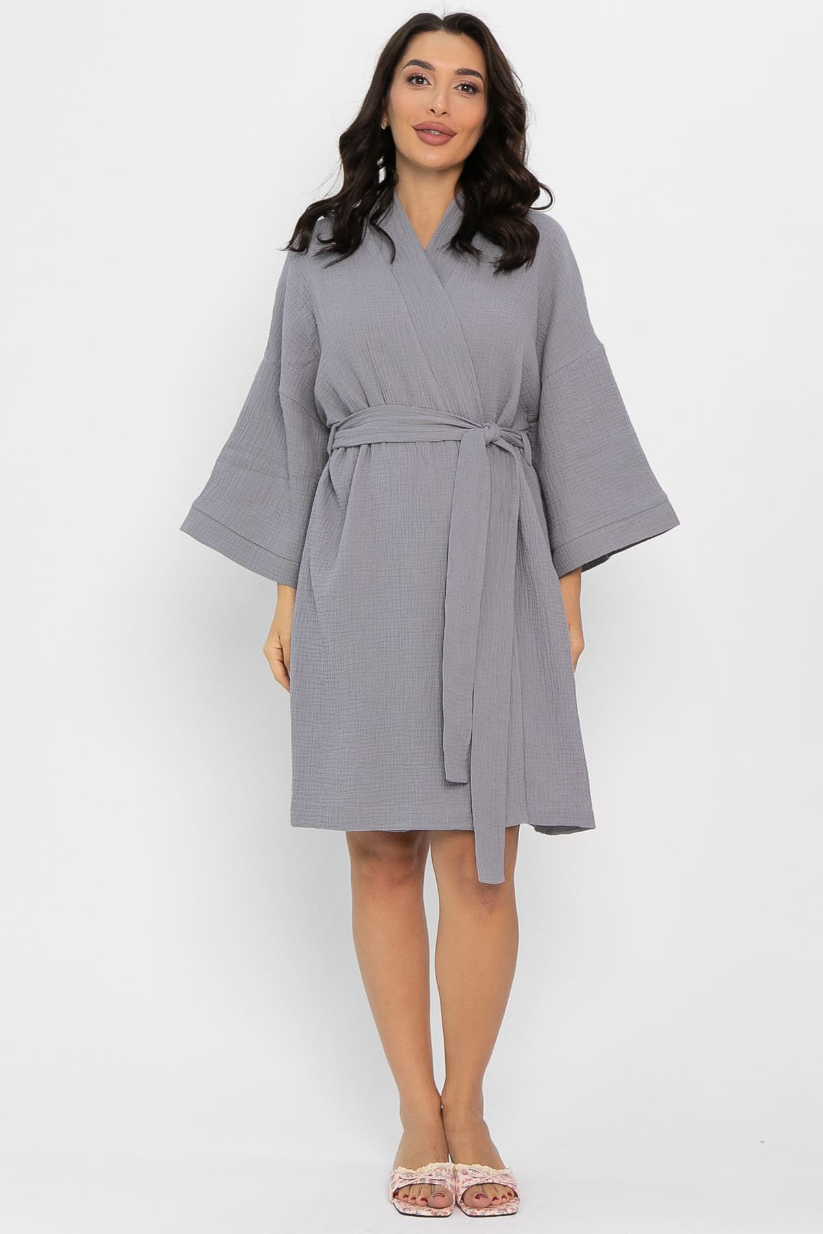 Халат-кимоно Муслин (серый) П14577-52М