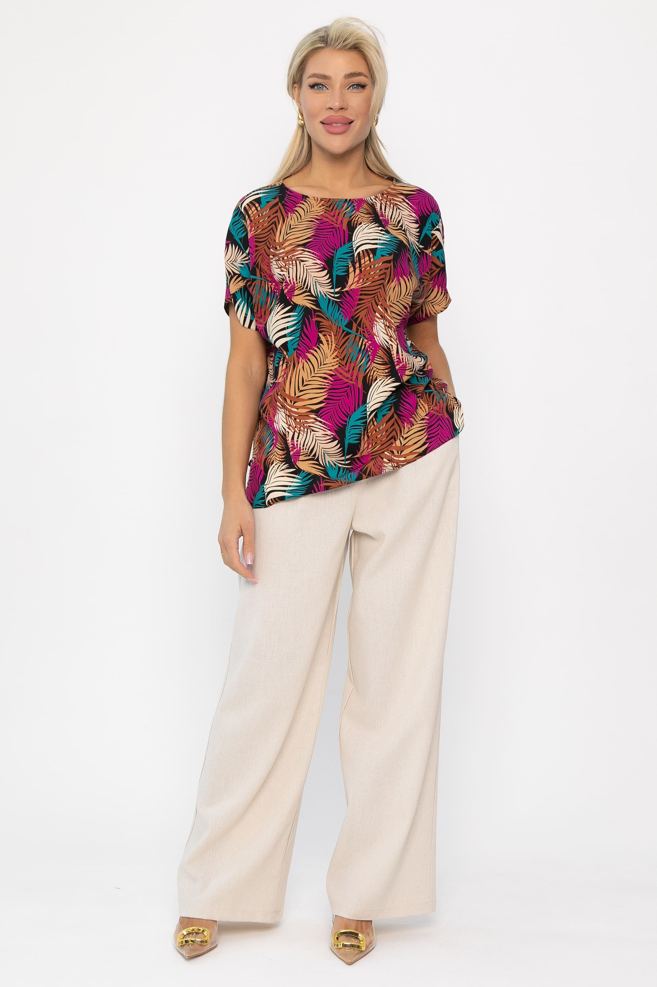 Блуза Кармен (желто-розовая) Б13723-30М