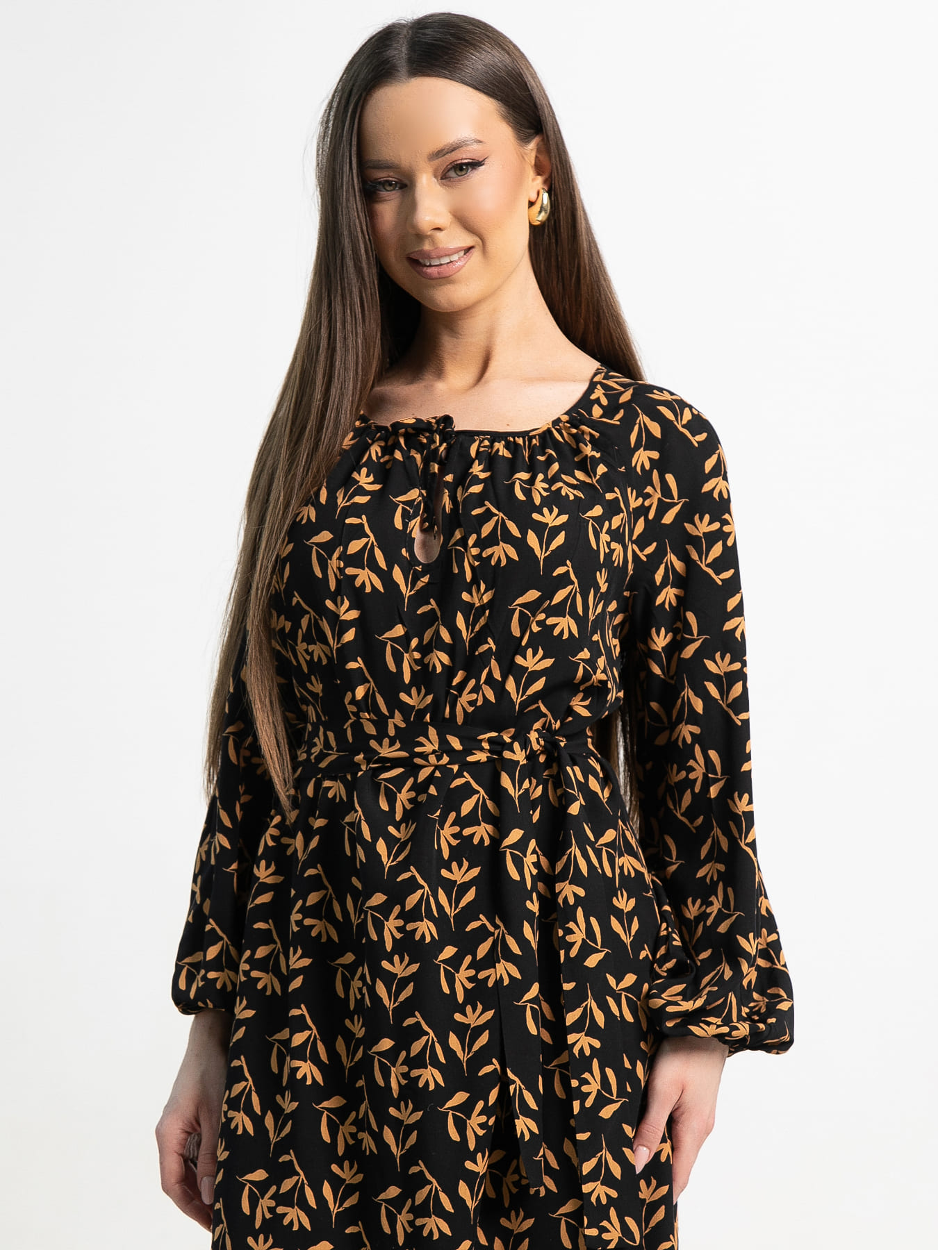 Платье Аура с поясом (черное) П15121-10М