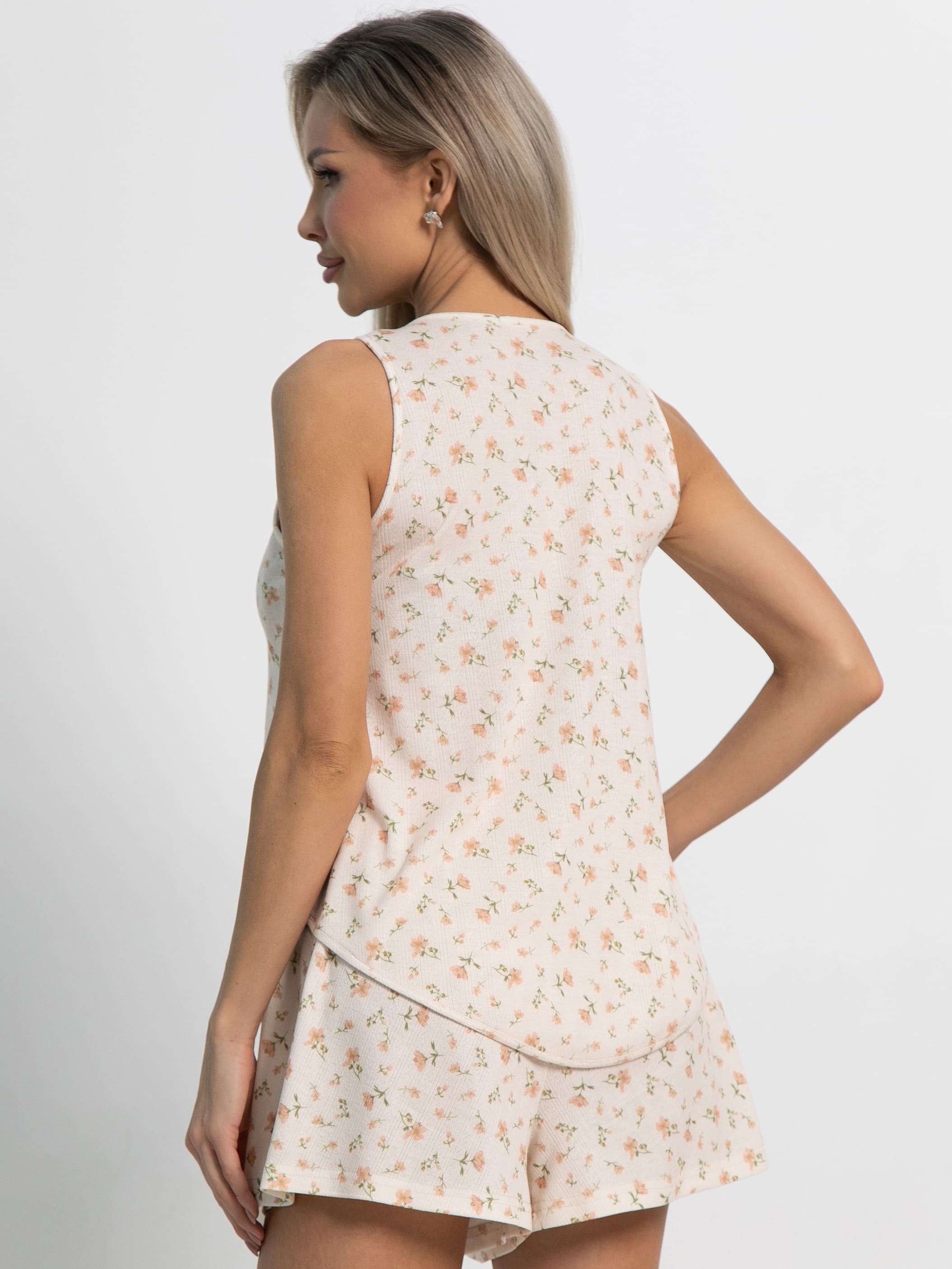 Костюм домашний с шортами Мила (бежево-розовый) К15214-1М