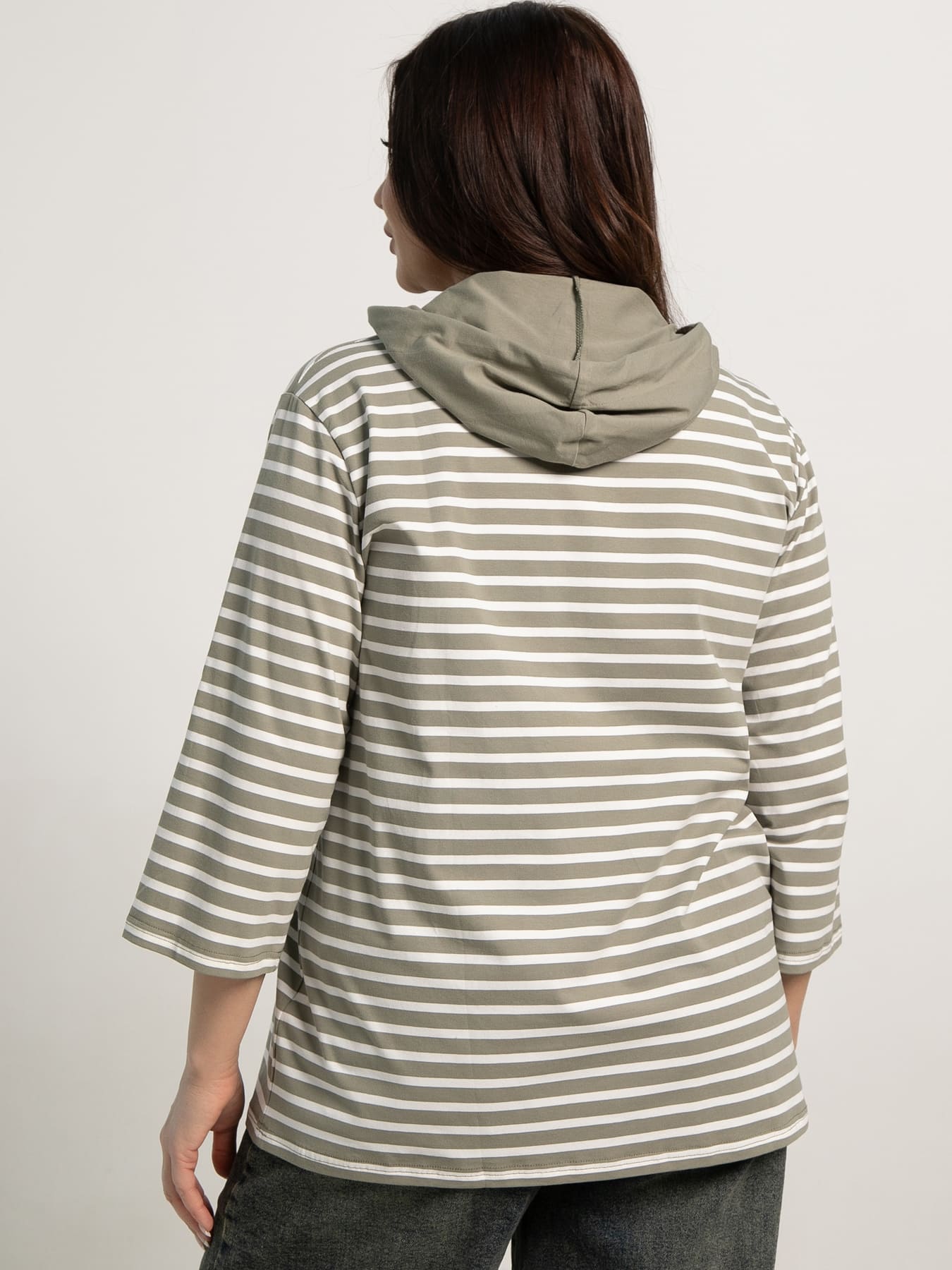 Блуза Сафари (бело-зеленая) Б15423-18М