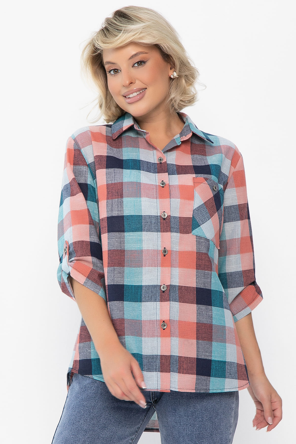 Рубашка Аланта НЬЮ (зелено-оранжевая) Б14038-18М