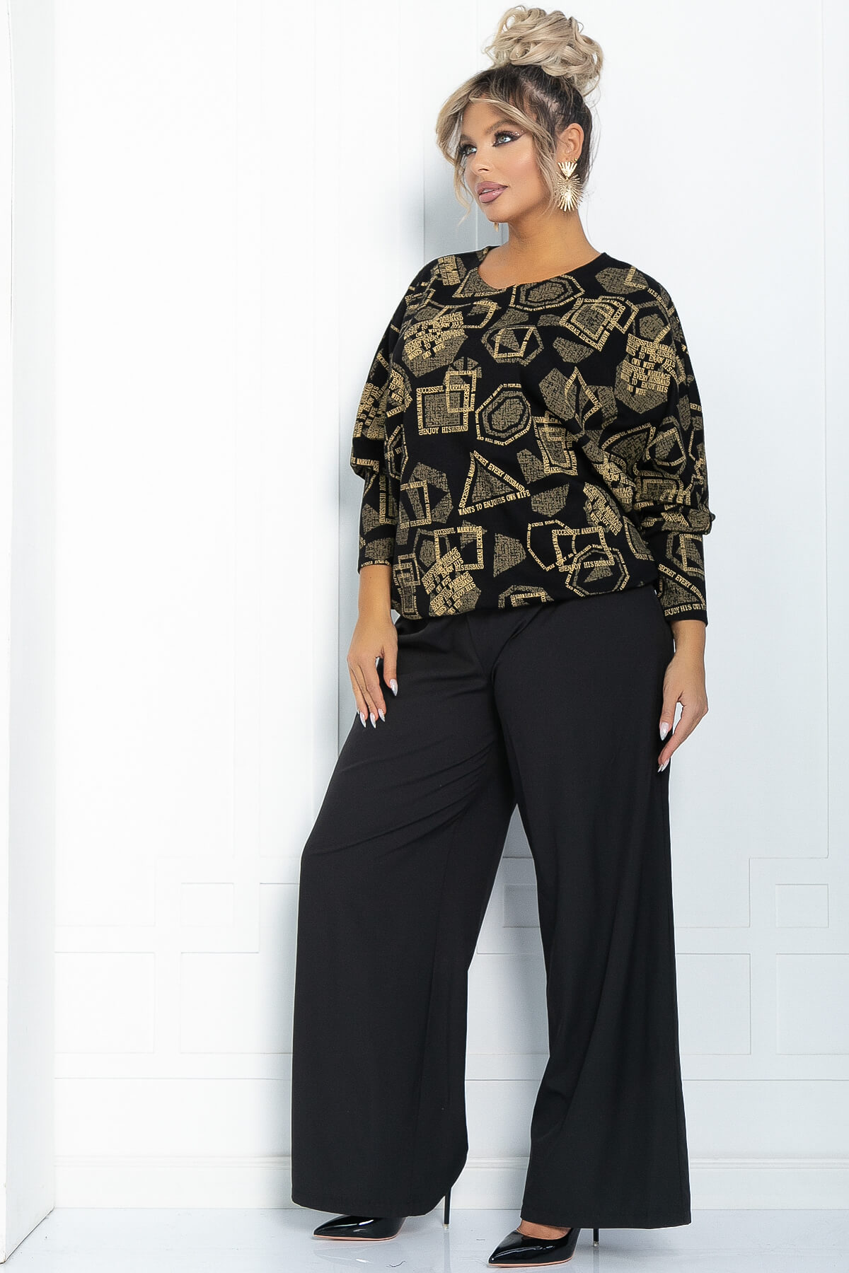 Блузон Ты вдохновение (черно-золотой) Б11879