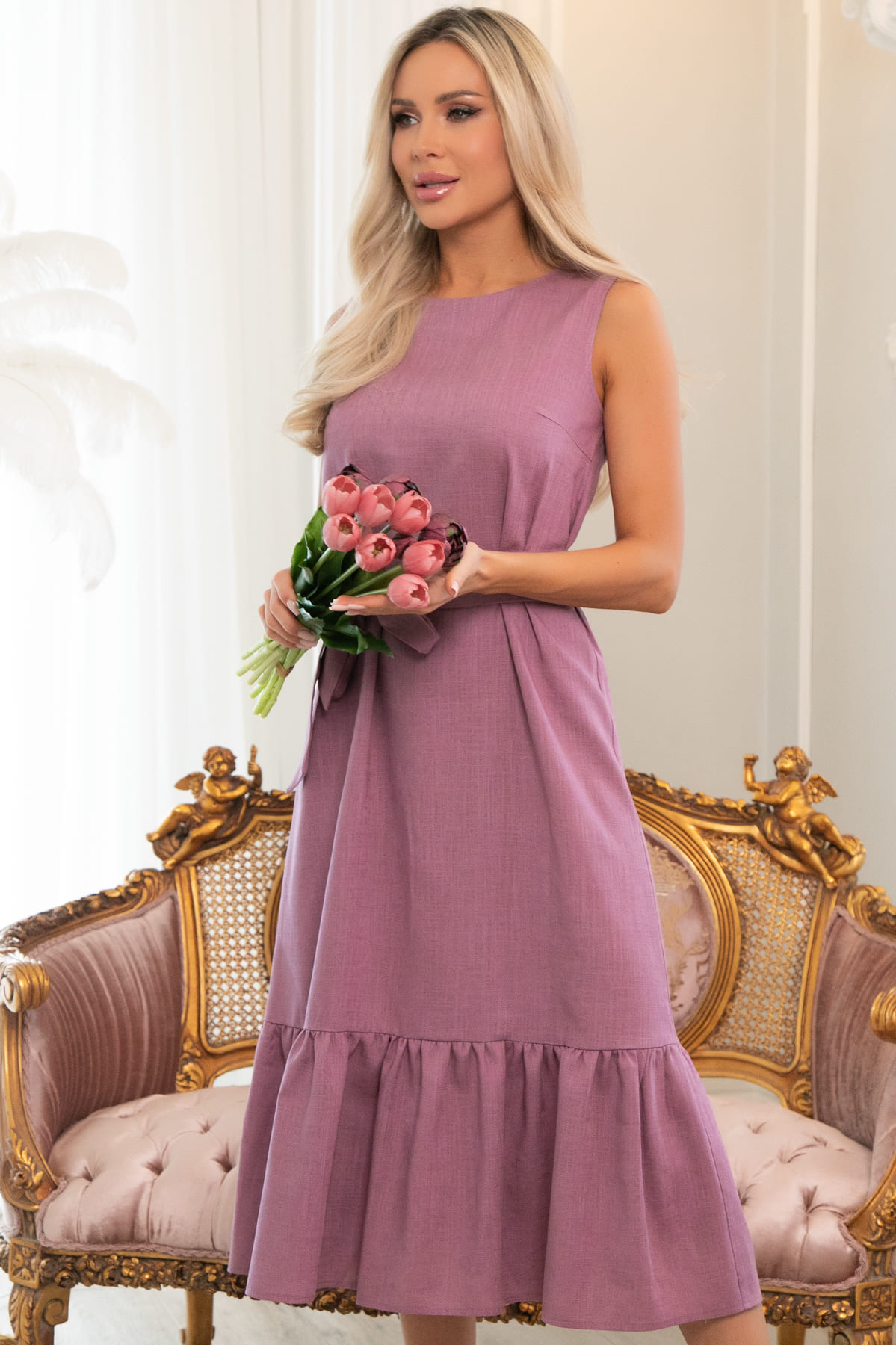 Платье Анисия (лавандово-розовое) П13107-45М