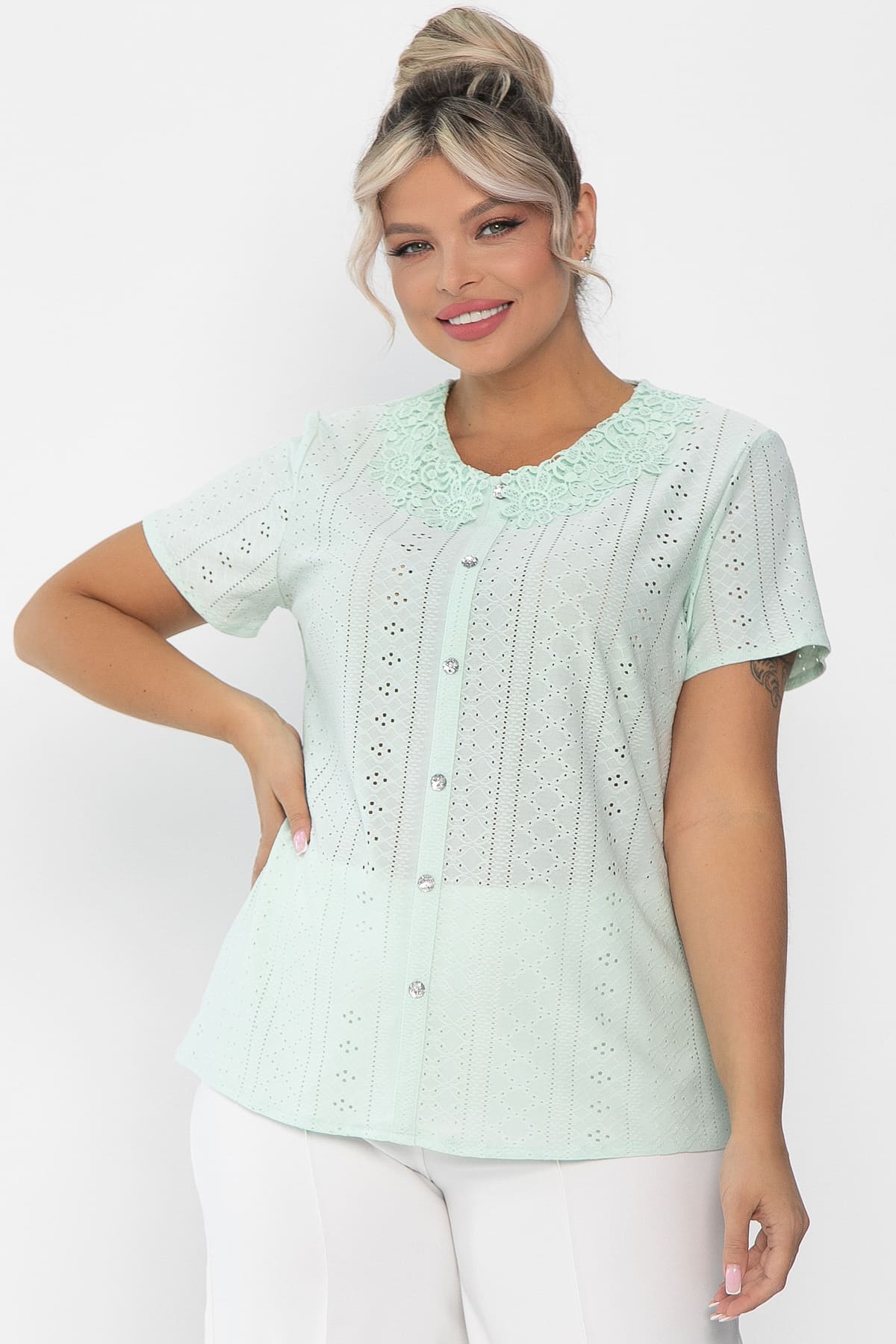 Блуза Петуния (светло-зеленая) Б13978-20М