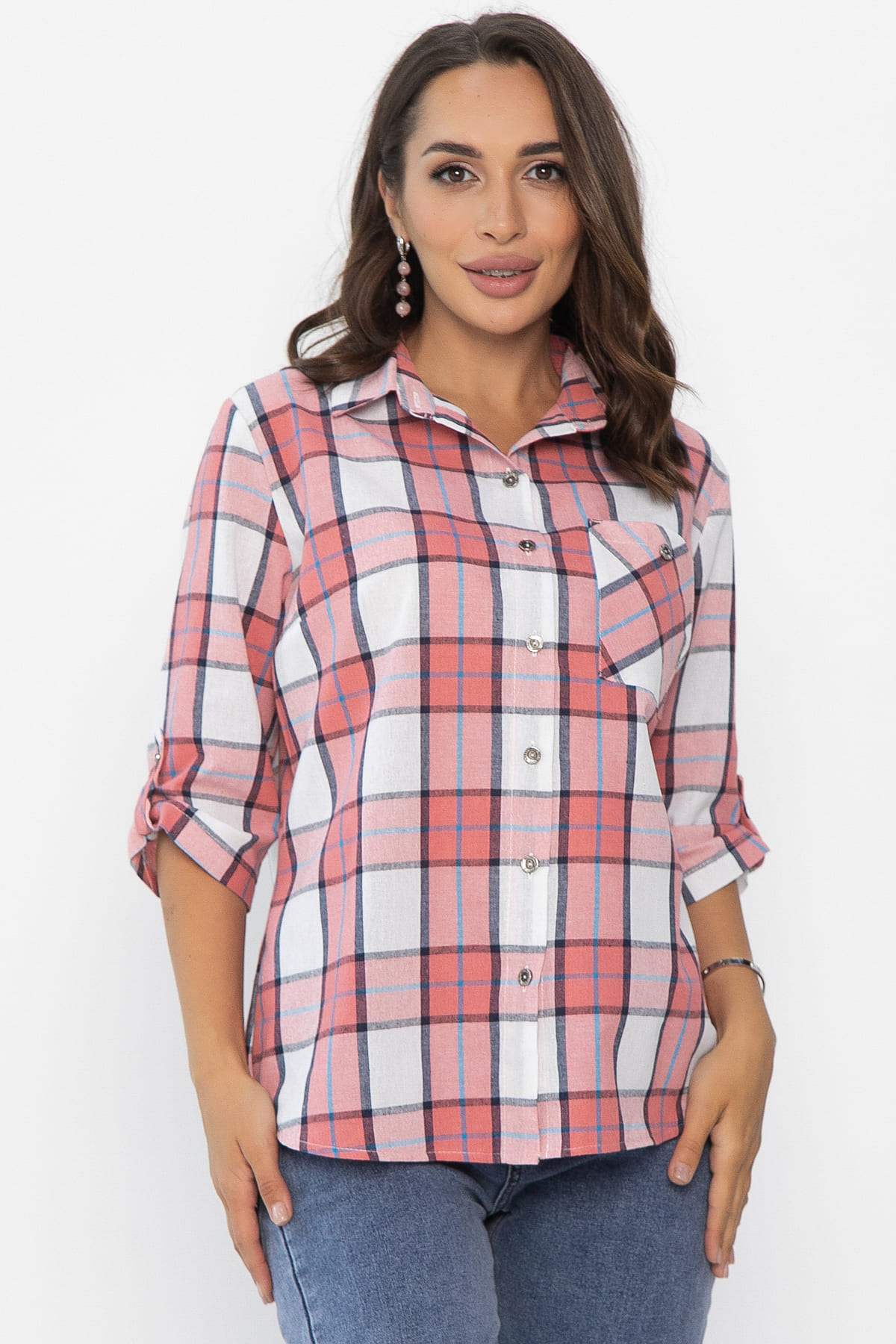 Рубашка Аланта (бело-розовая) Б14036-18М