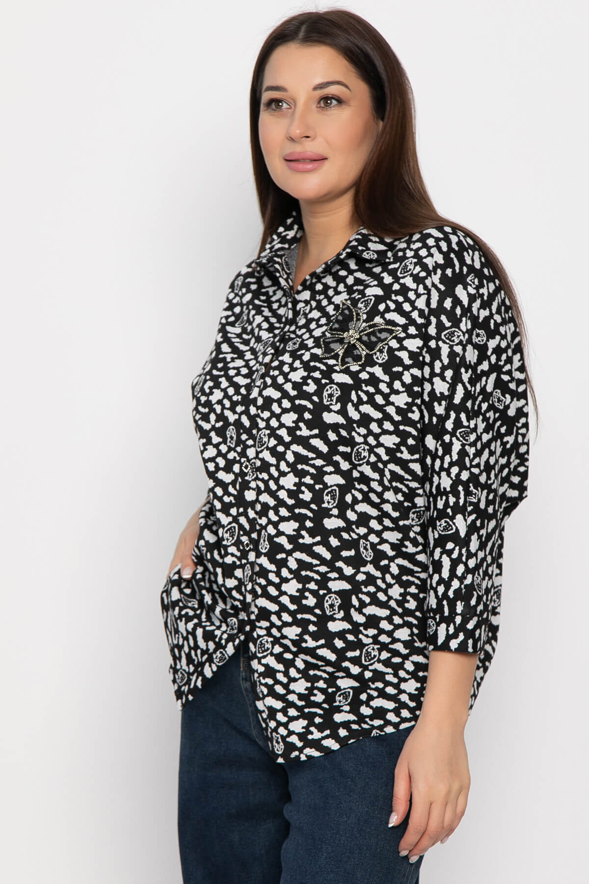 Рубашка Сладкий поцелуй (черно-белая) Б14984-4М