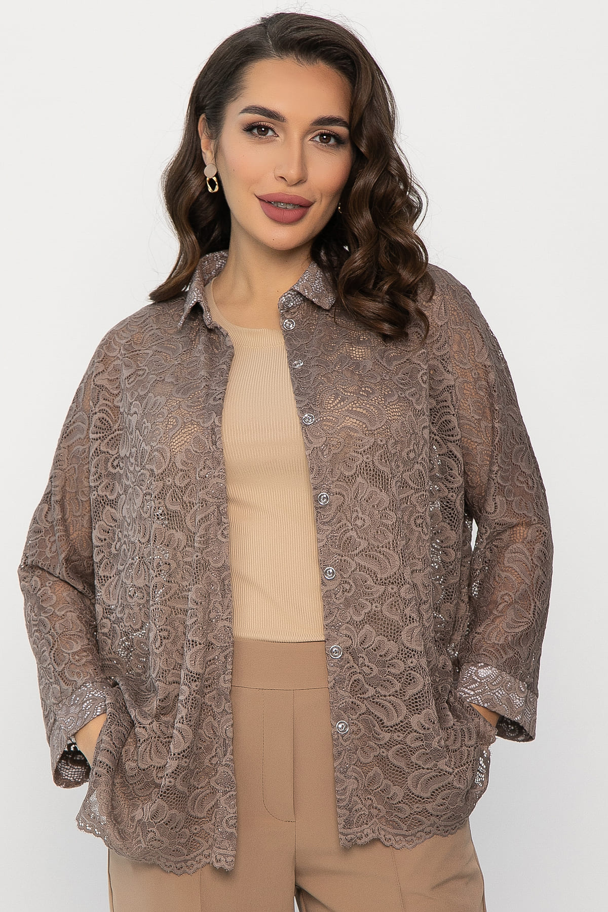 Рубашка кружевная Маринара (шоколад) Б14368-10М
