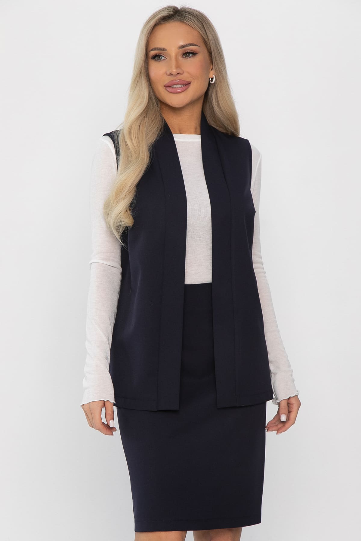 Костюм с юбкой Окси (темно-синий) К14337-8М