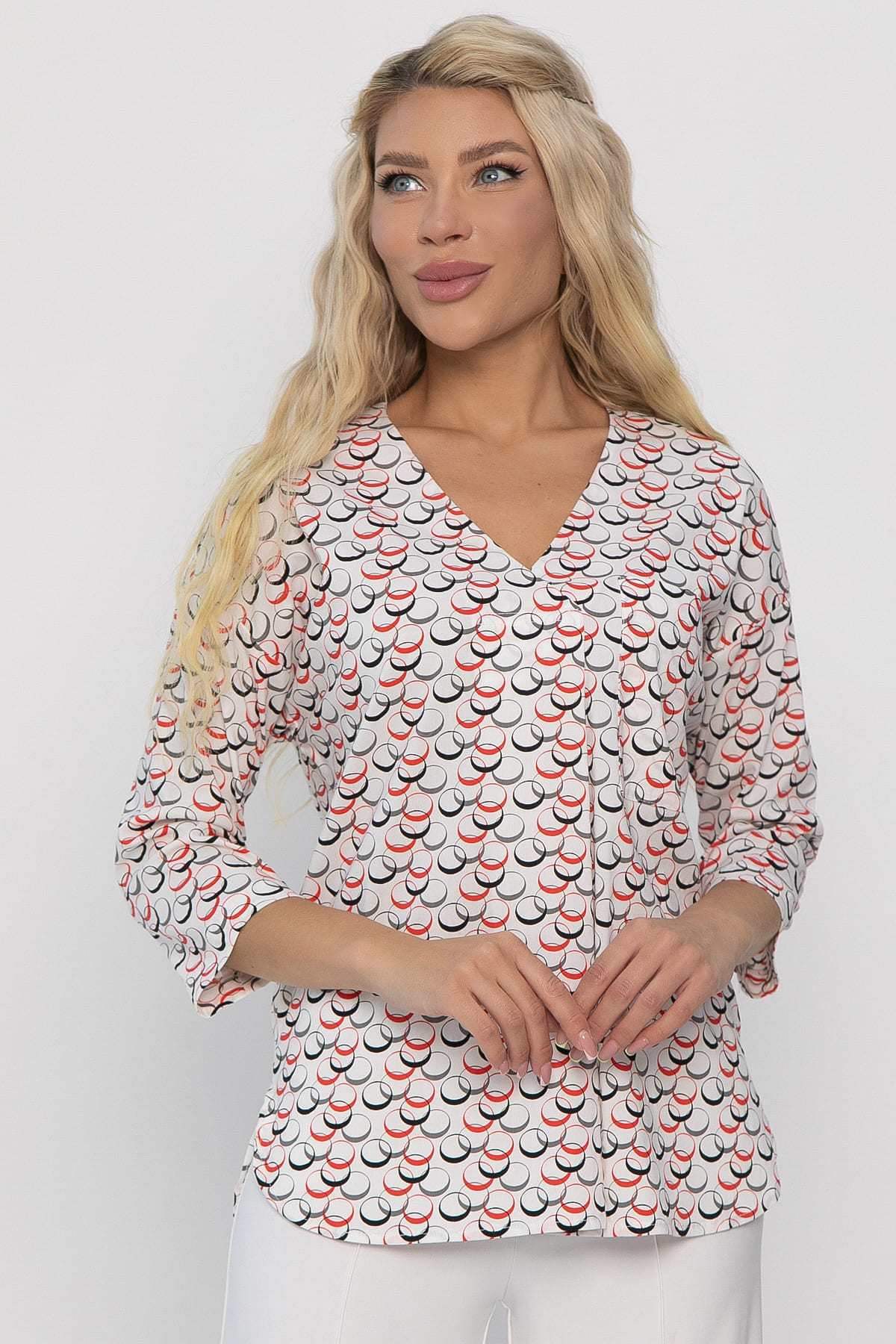 Блуза Статица (бело-красная) Б13775-16М