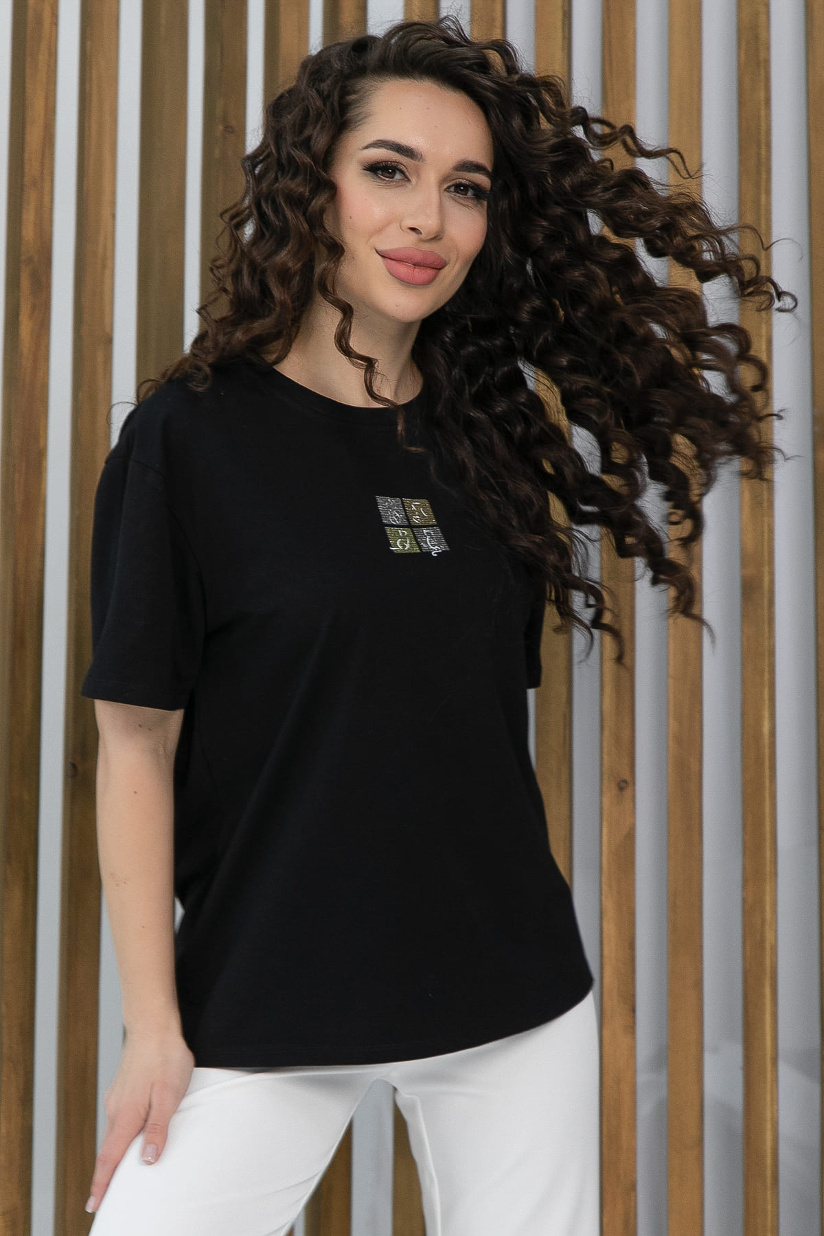 Футболка Аника (черная/коты) Б13494-20М