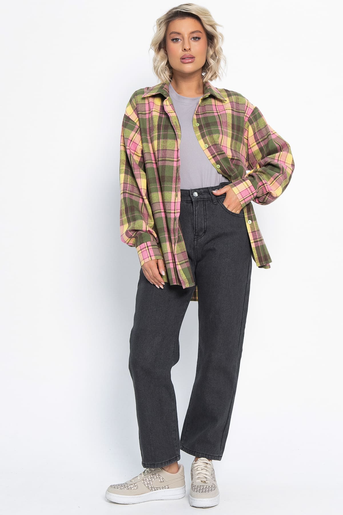 Рубашка Дэлли (зелено-розовая) Б15106-7М