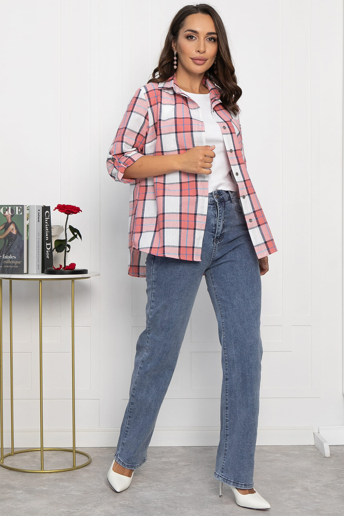 Рубашка Аланта (бело-розовая) Б14036-18М