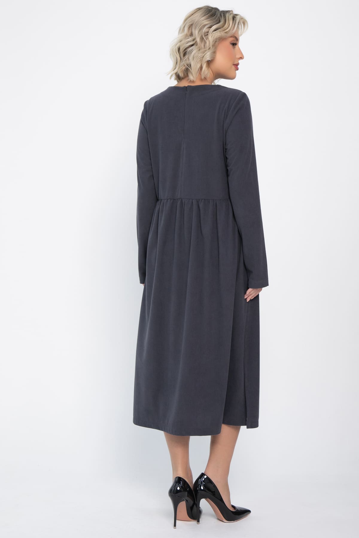 Платье из вельвета Андреа (графит) П14801-25М