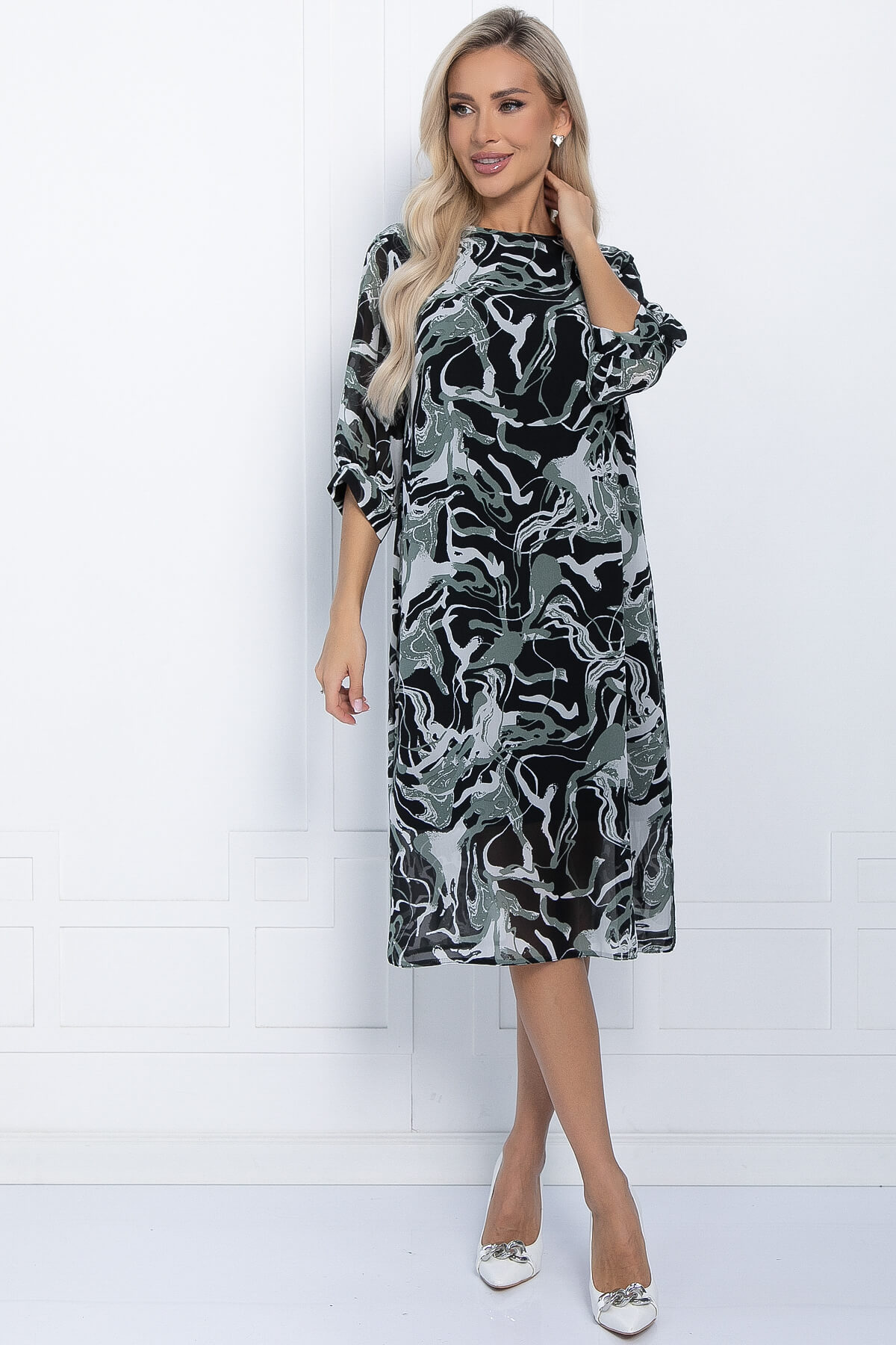 Платье Саламанка (черно-зеленое) П11353