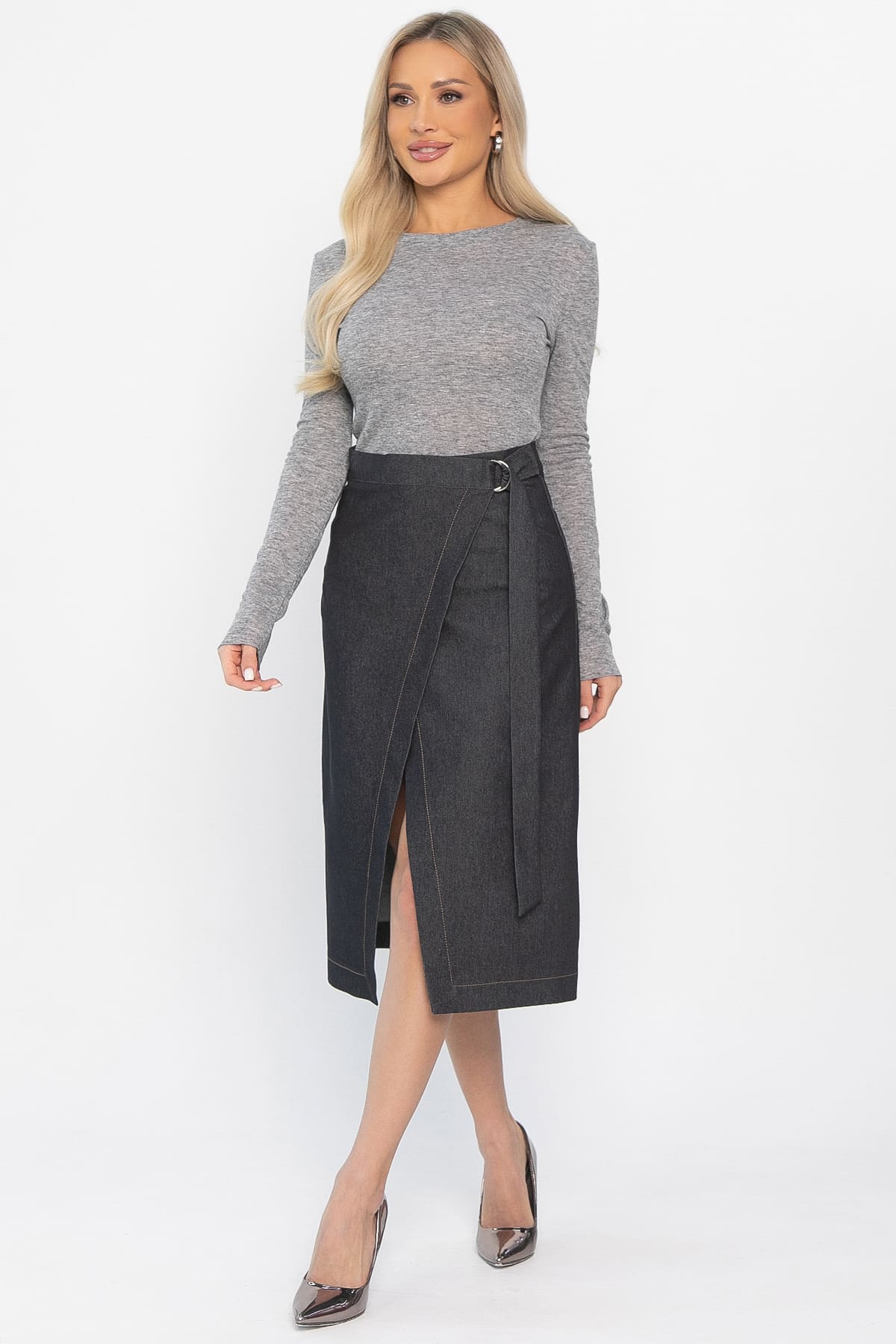 Юбка на запах Селеста (темно-серая) Ю14500-19М