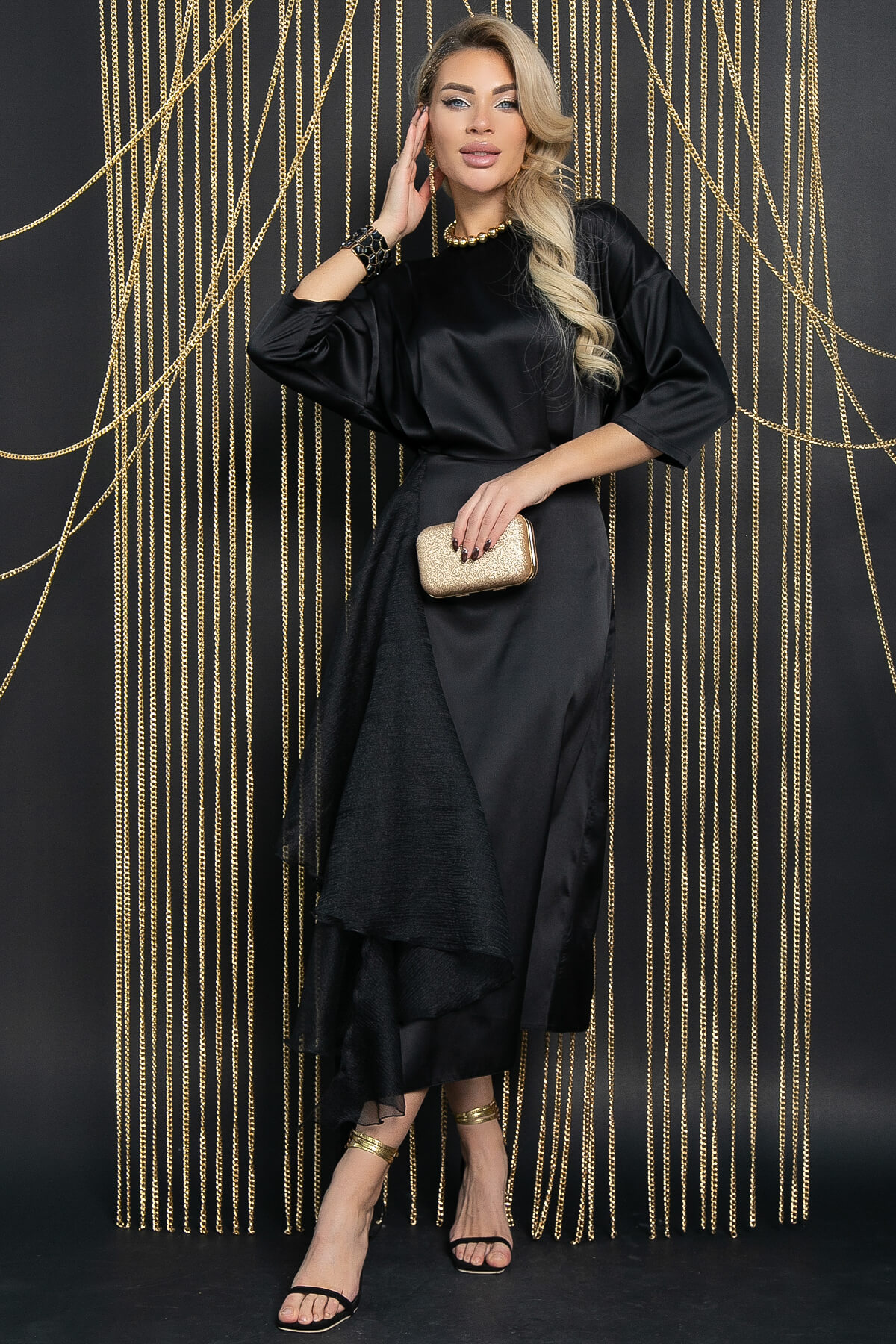 Платье вечернее Дерзкая элегантность (черное) П14470-7М