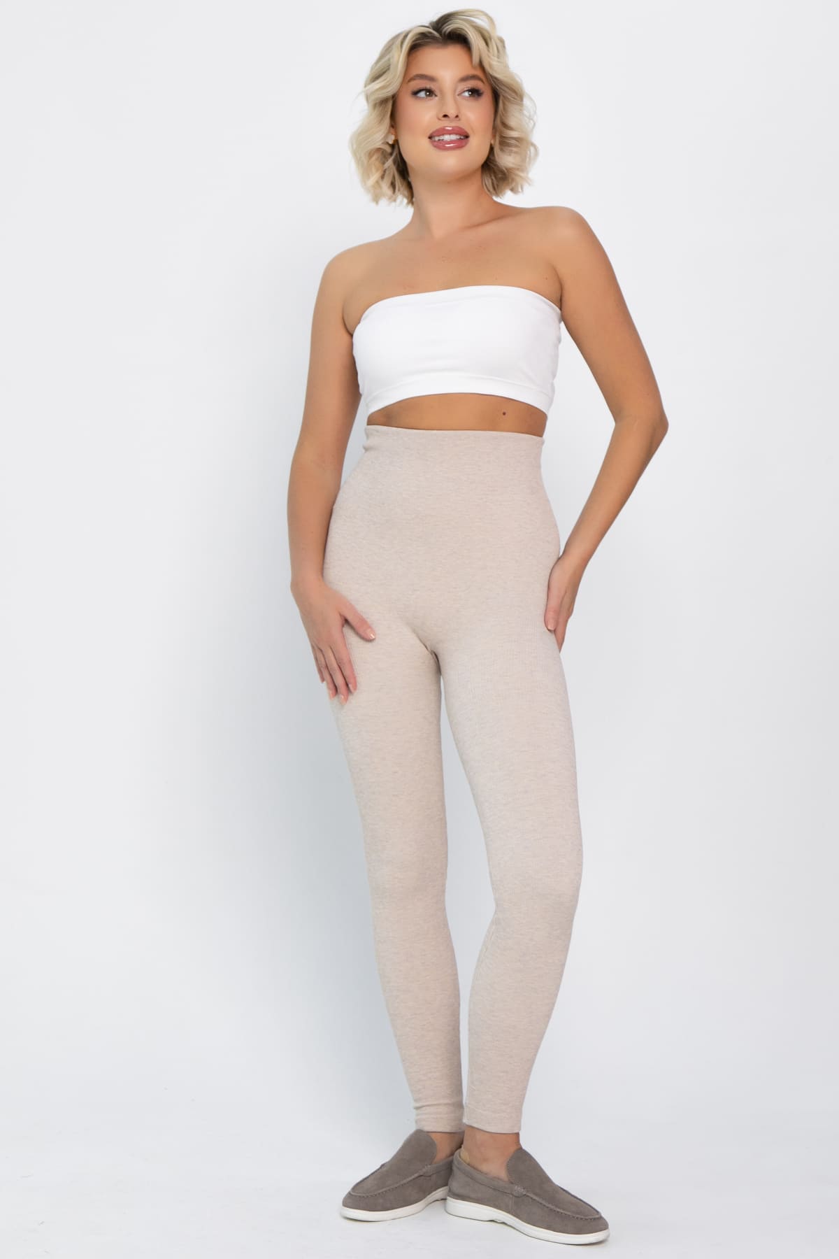 Лосины в рубчик утепленные НЬЮ (бежевые) Б14974-7М