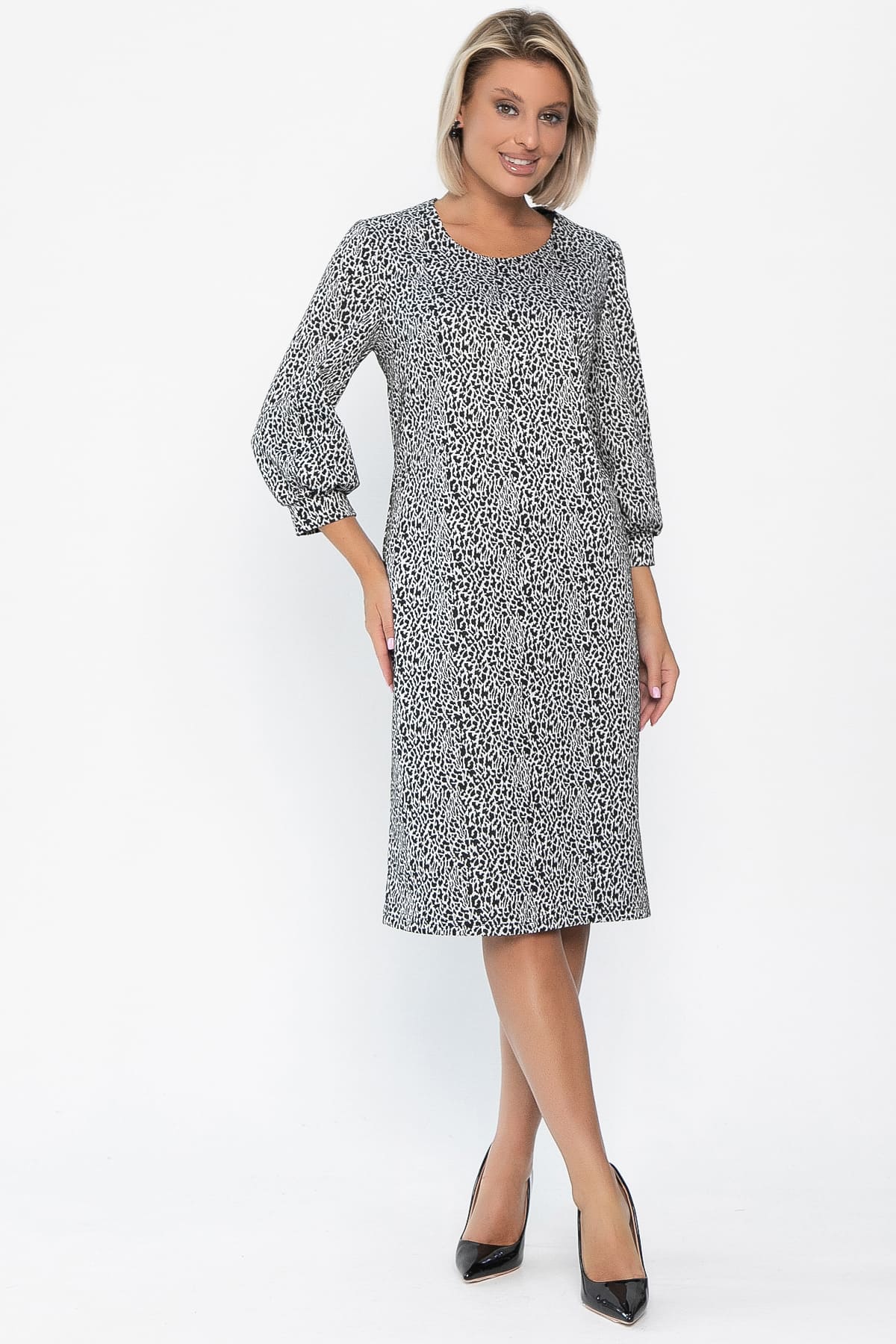Платье Феличита (черное/лео) П14034-19М