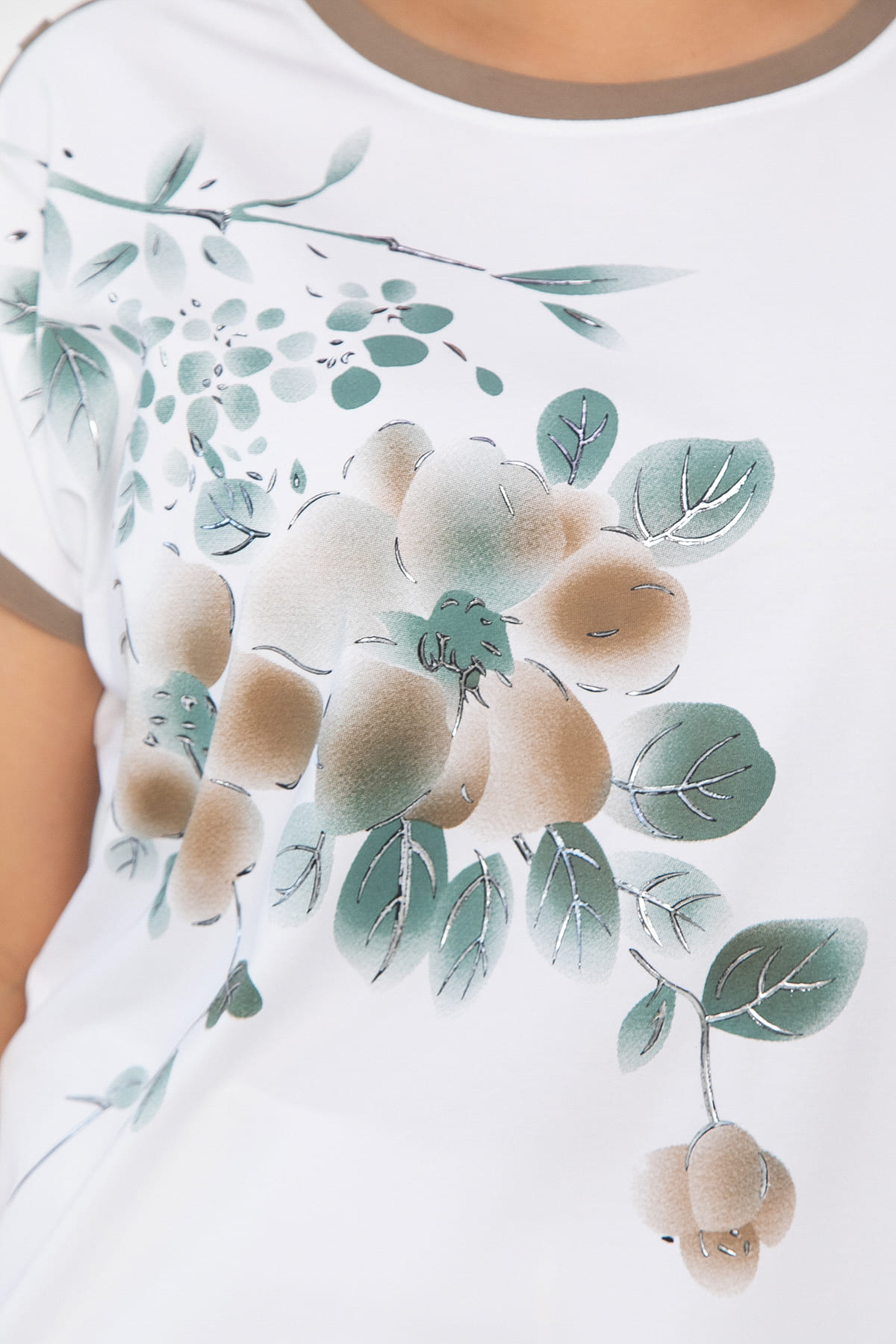 Блуза Далия (бело-коричневая) Б13803-20М