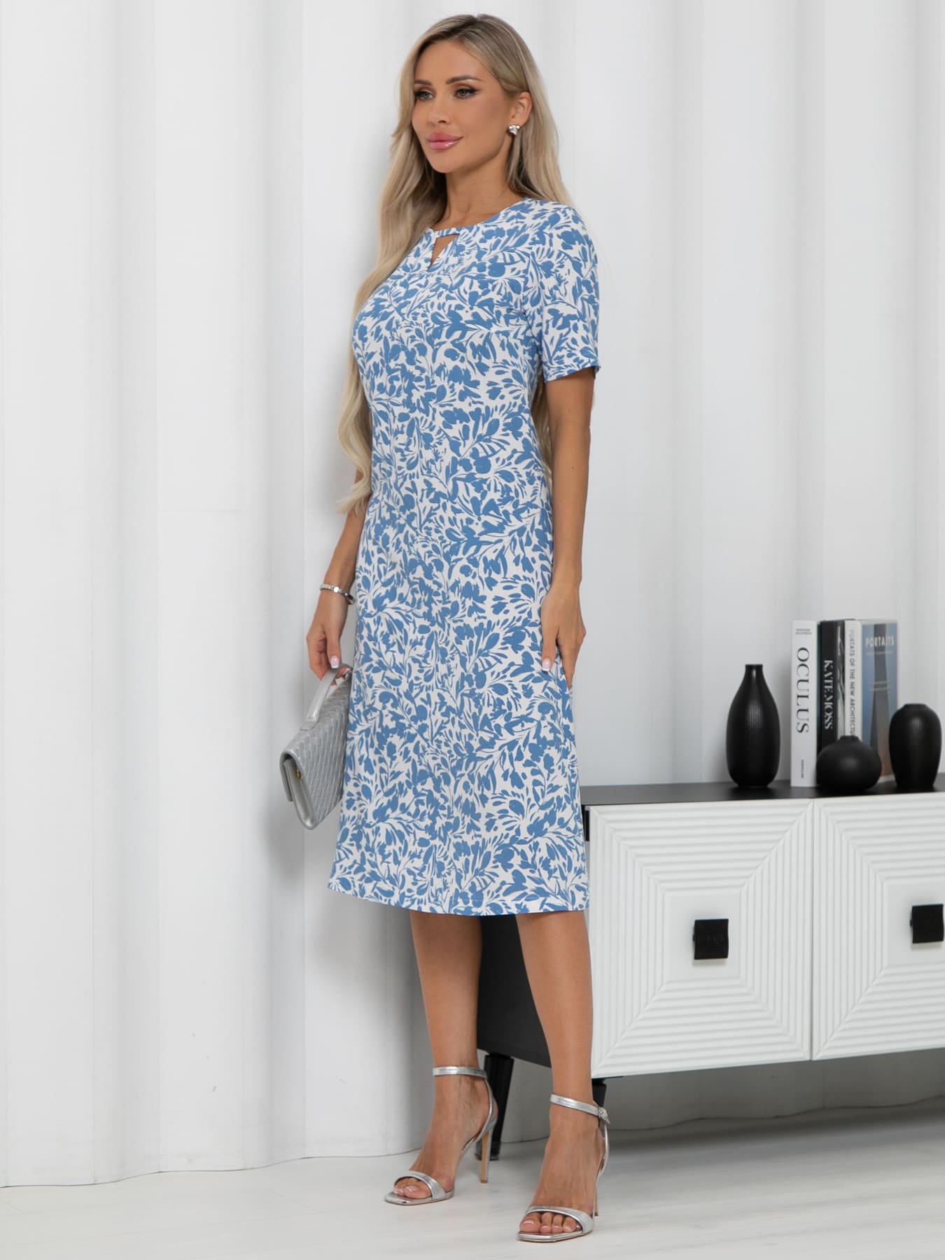 Платье Тоскана (бело-голубое) П15512-45М