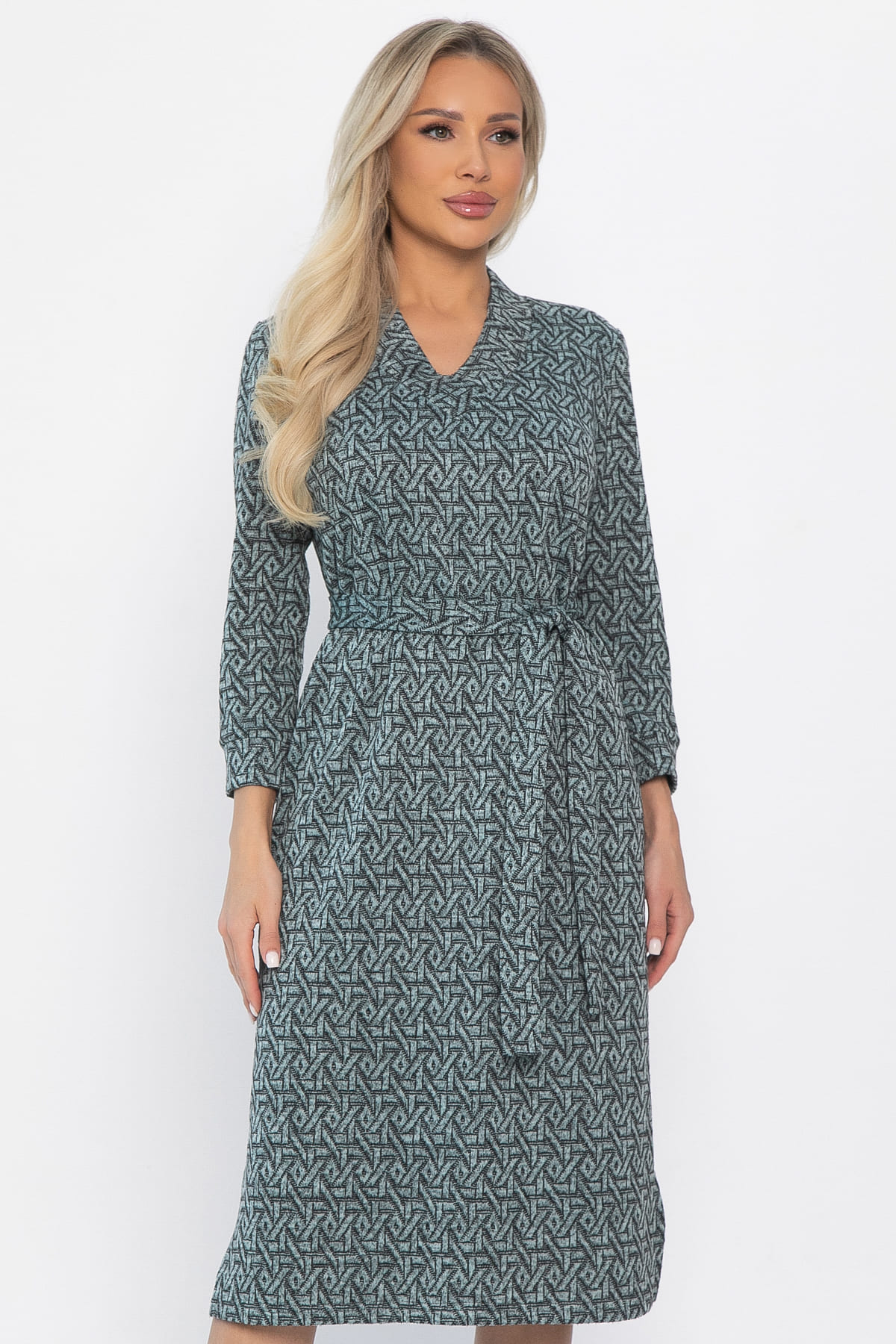 Платье с поясом Лаконичный стиль (мятное) П14518-19М